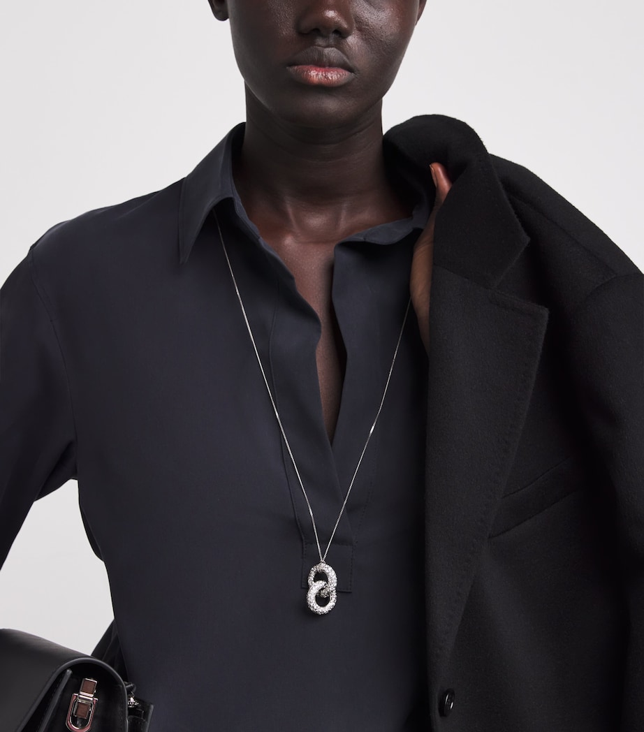 Rhinestone Pendant Necklace SILVER Image 2