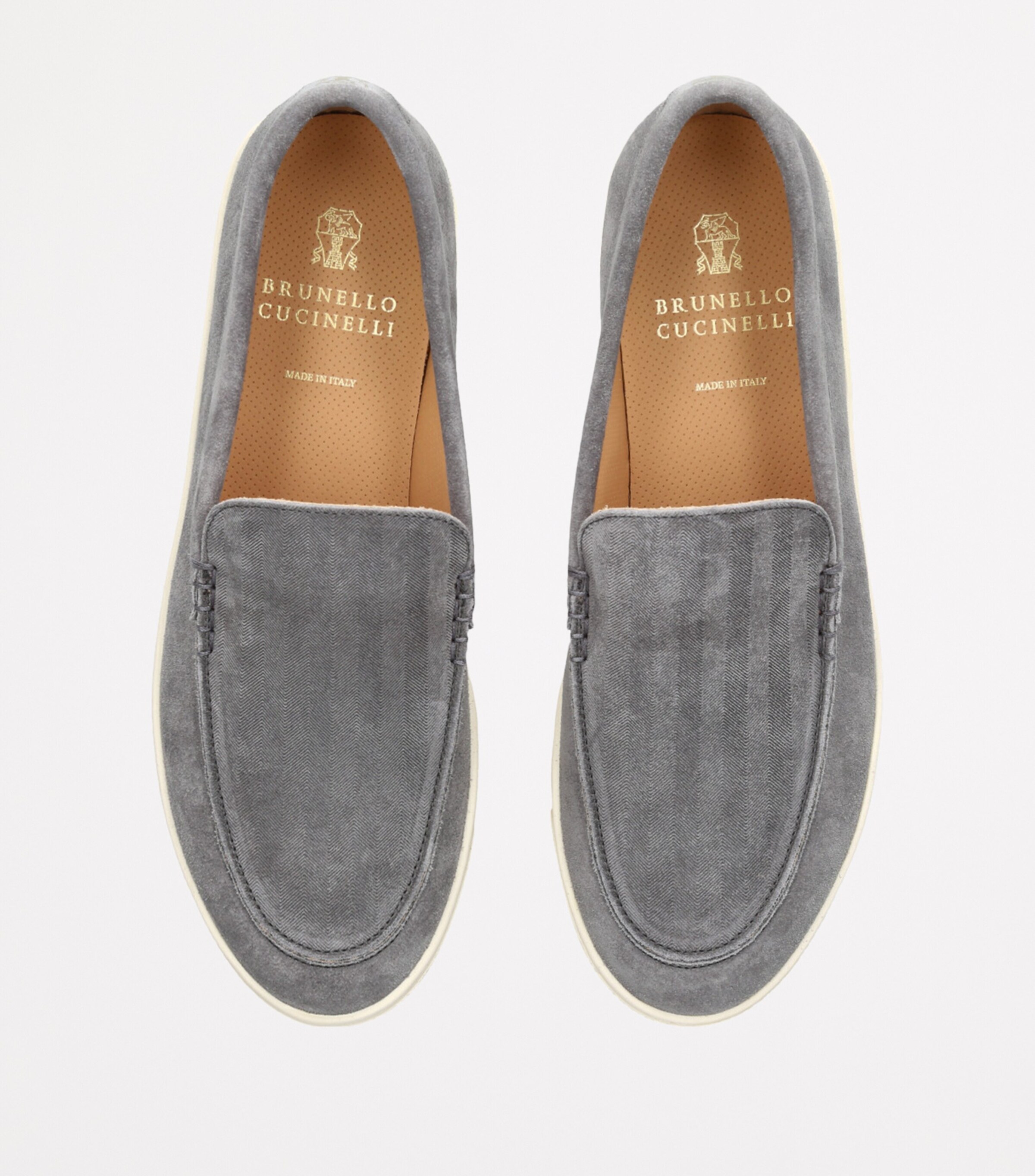 Brunello Cucinelli Mens Suede Hybrid Loafers Grey/dark Image 4
