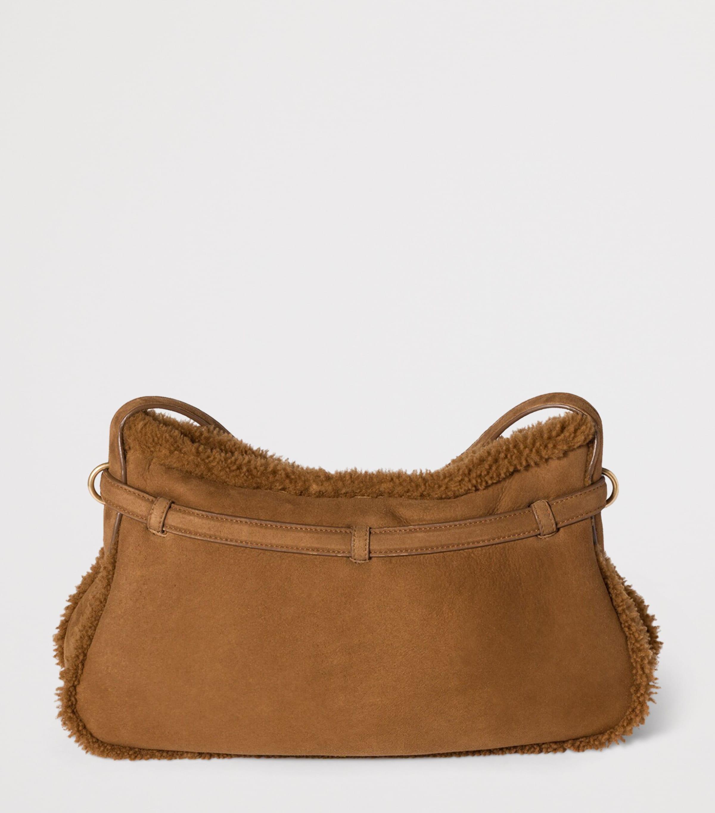 Miu Miu Womens Suede-Shearling Aventure Shoulder Bag Image 3