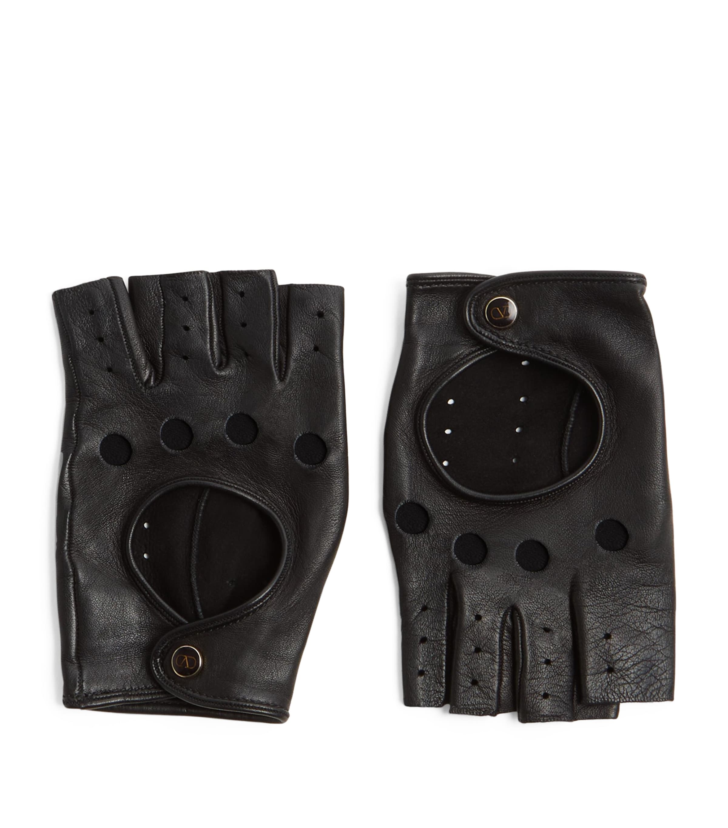 Valentino Garavani Lambskin Fingerless Gloves In Black