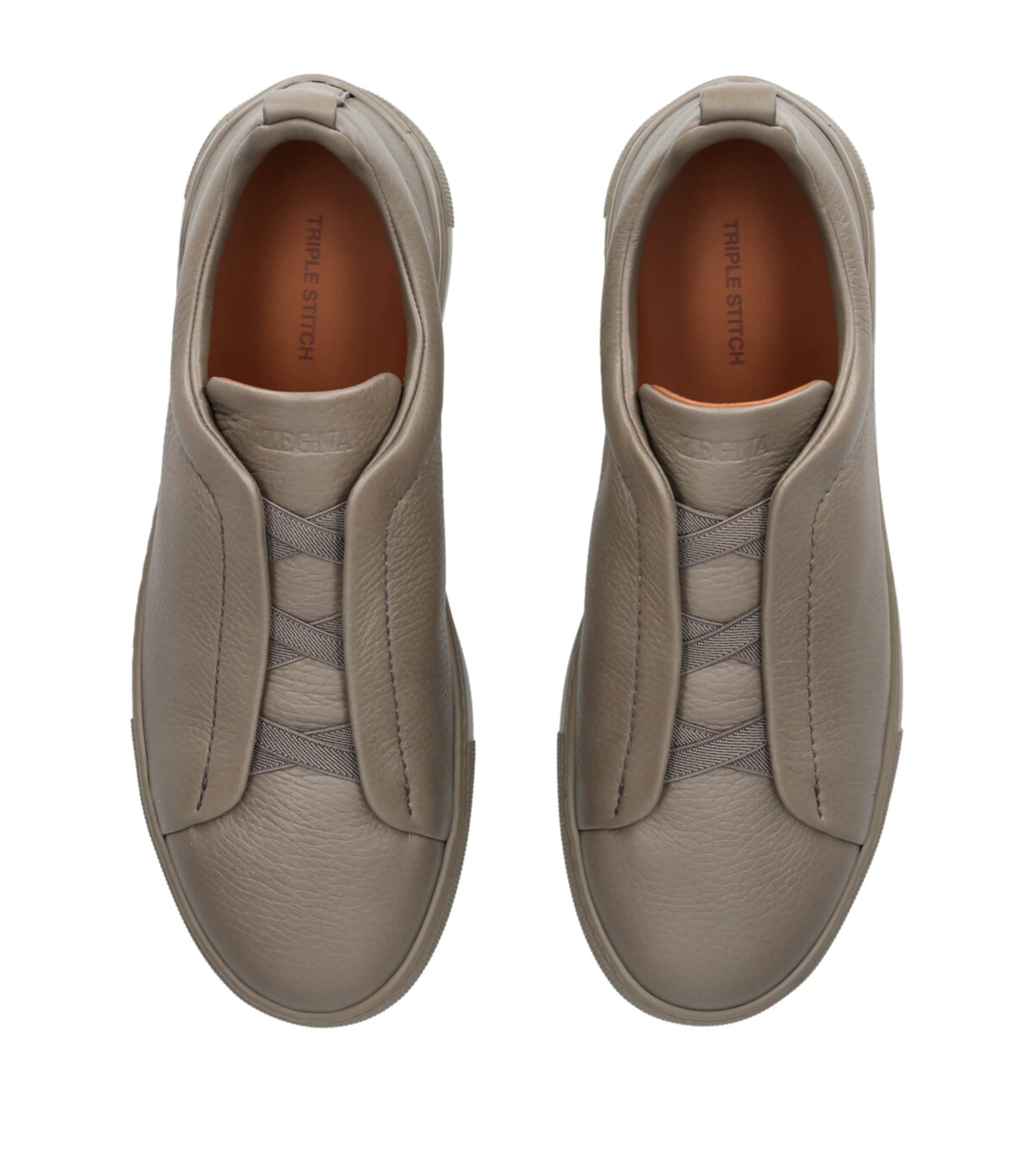 Leather Triple Stitch Sneakers GREY Image 4