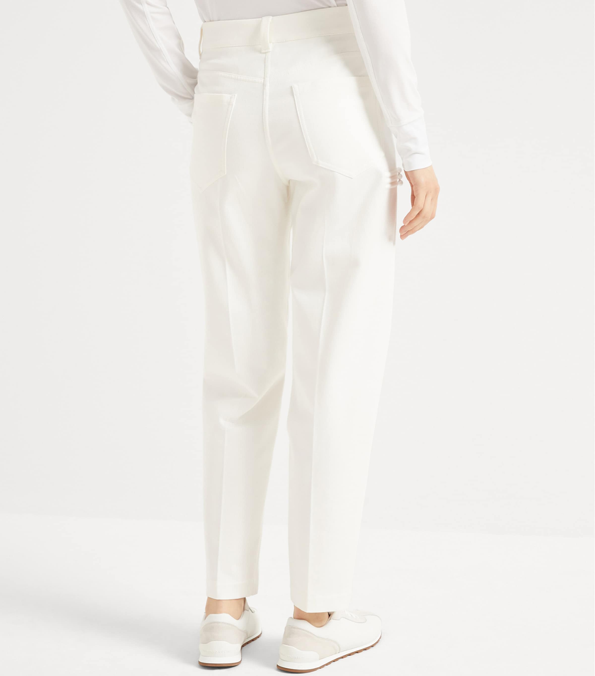 パンツ BRUNELLO CUCINELLI Cigarette trousers in stretch cotton Brunello Cucinelli Stretch-Cotton Cover Cigarette Trousers
