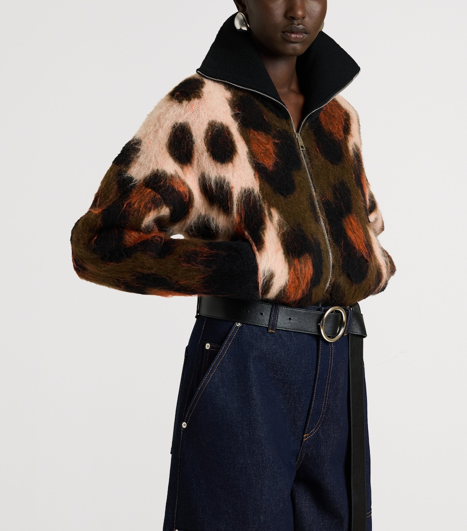 Givenchy Womens Wool-Blend Leopard Knit Bomber Jacket Image 3