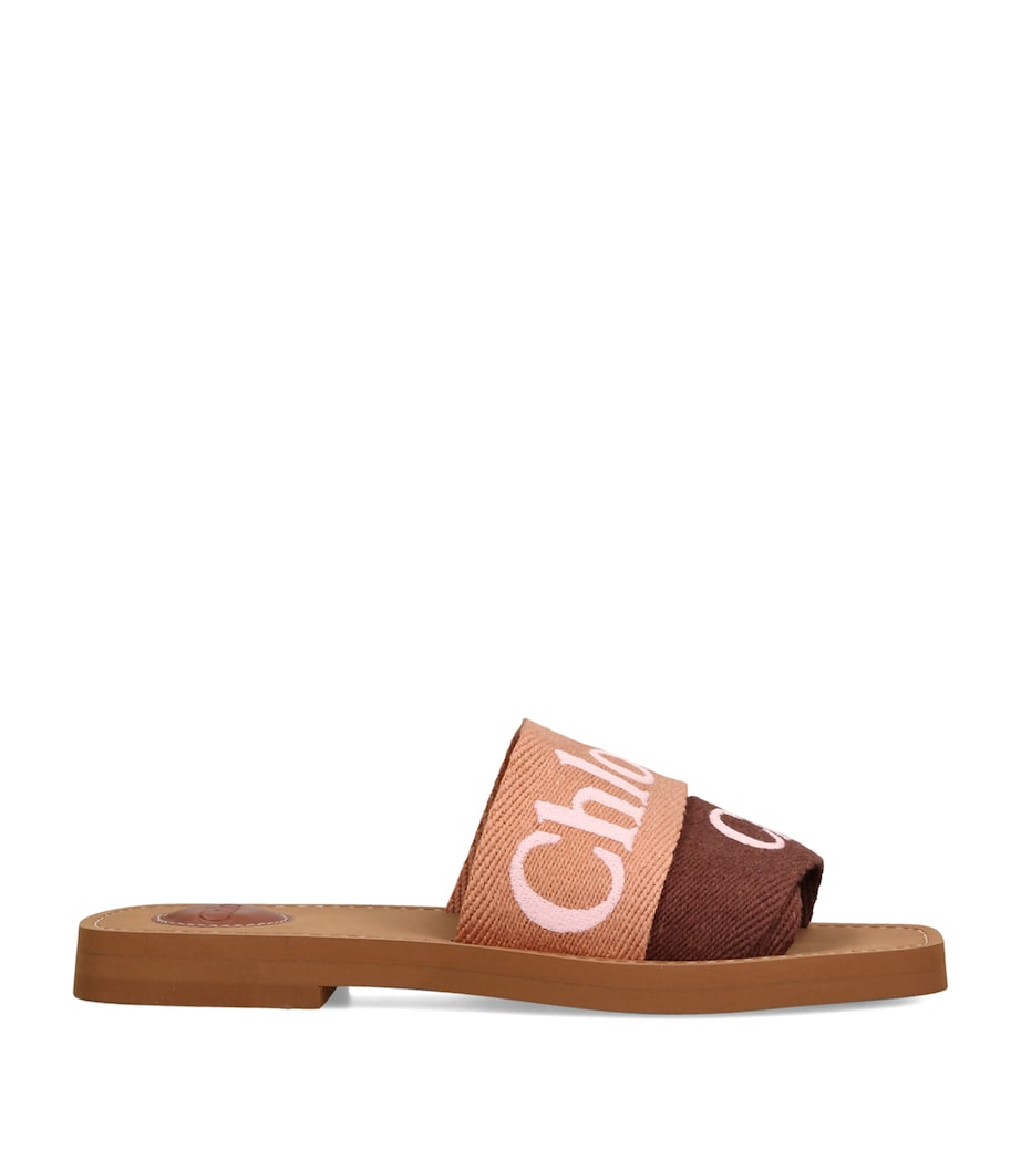 Chloé Canvas Jacquard Woody Sandals Pink Comb Image 1
