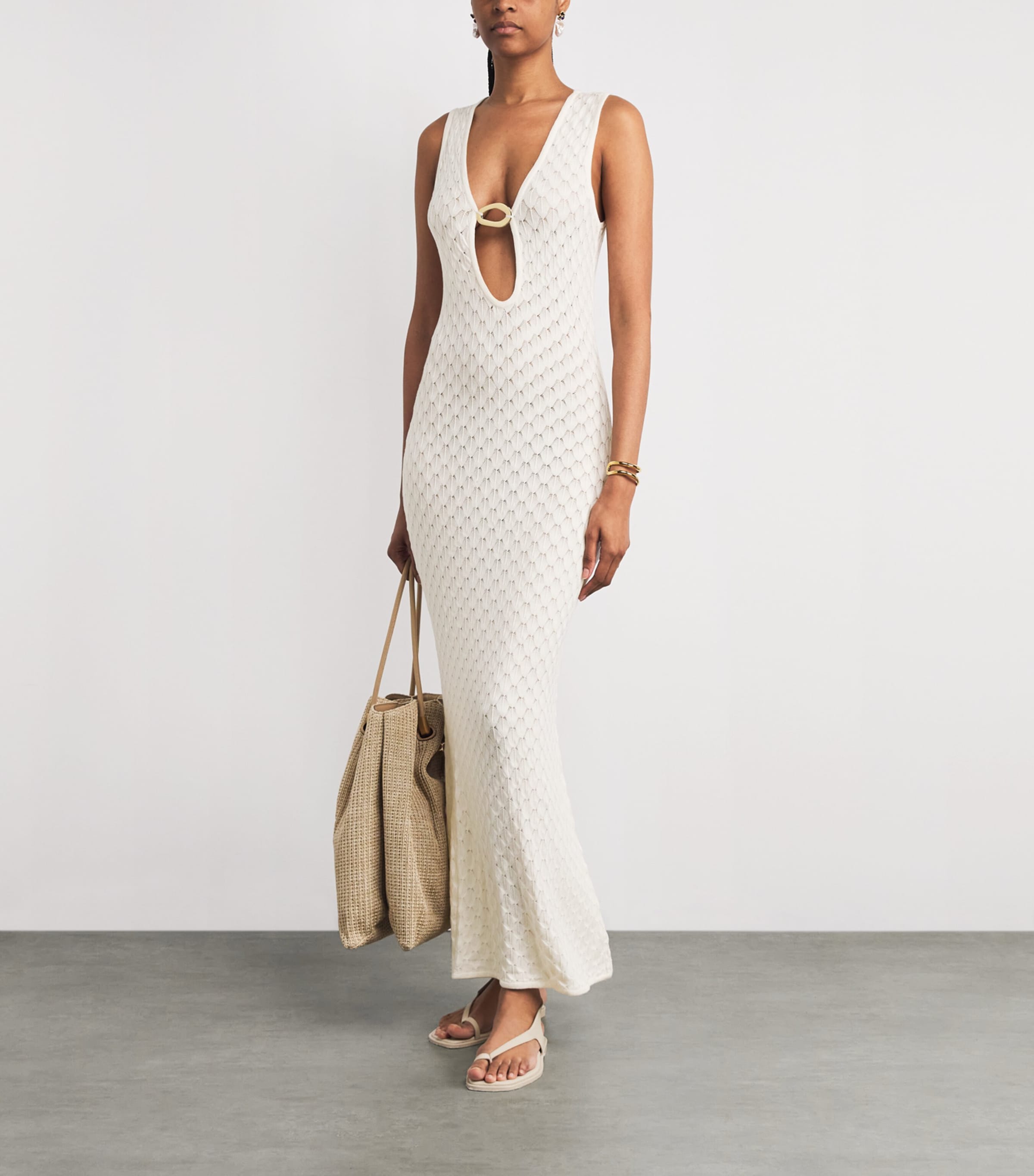 Crochet Sleeveless Dominica Maxi Dress NATURAL Image 2