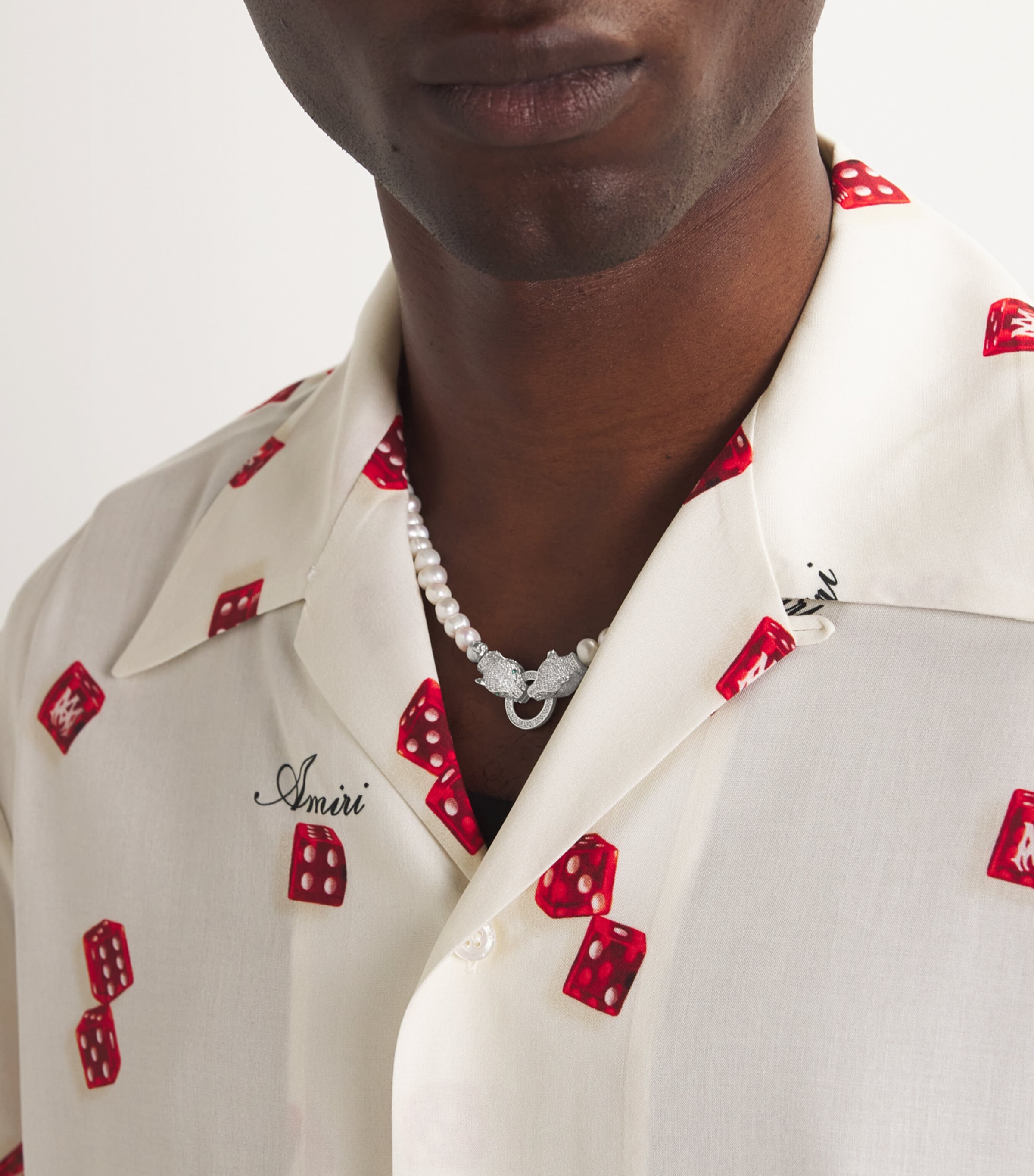 Pearl Panther Head Necklace WHITE/SILVER Image 4