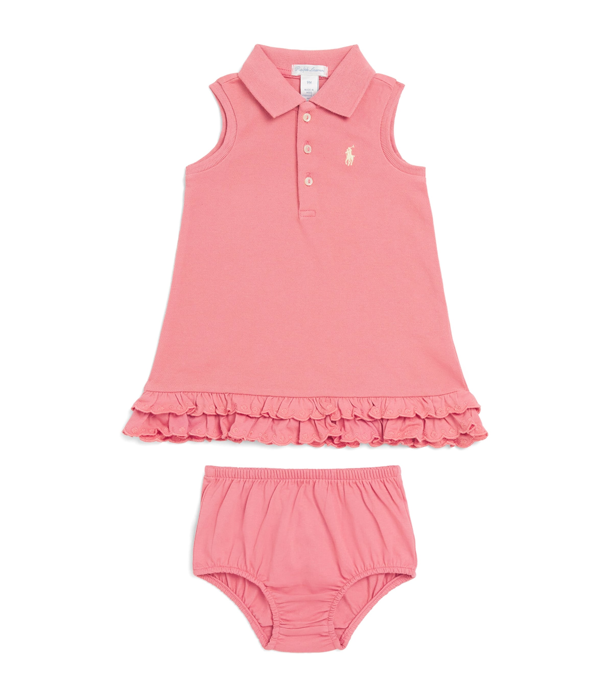 Ralph Lauren Kids Sleeveless Polo Shirt Dress (3-24 Months) Pink Image 1