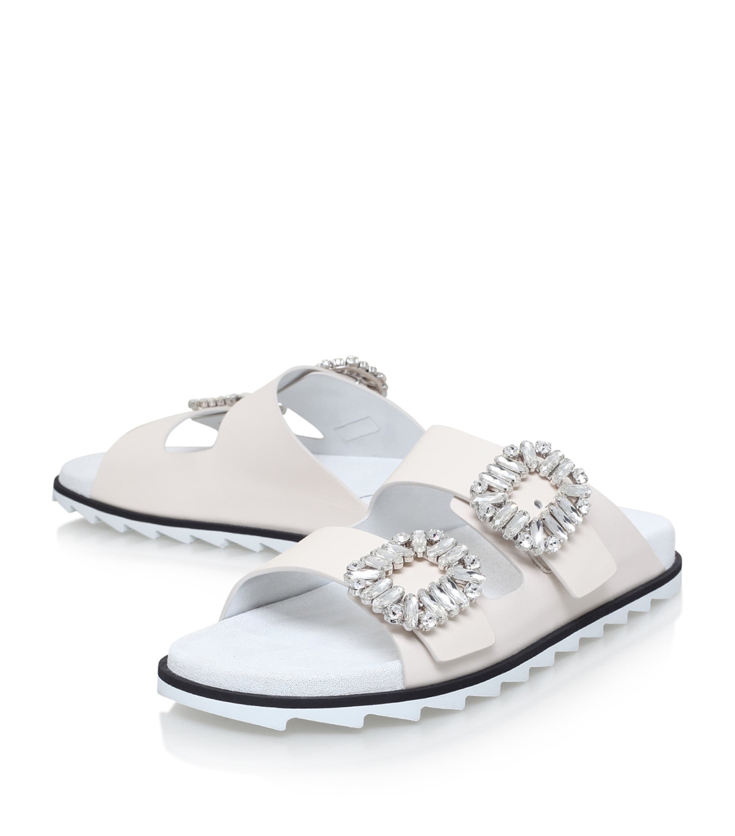 Roger Vivier Leather Slidy Viv Buckle Slides White Image 5