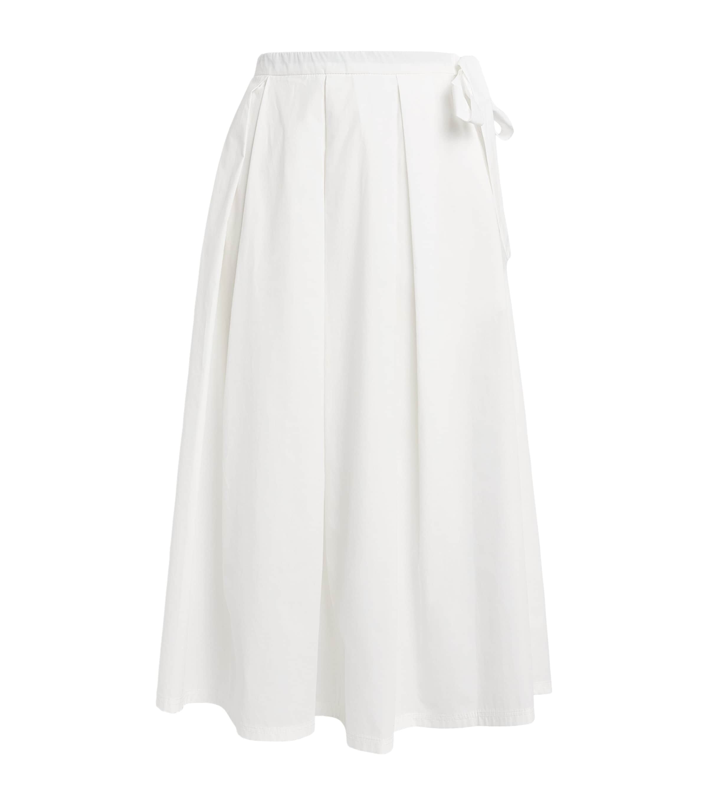 Cotton Pleated Midi Skirt WHITE Image 1