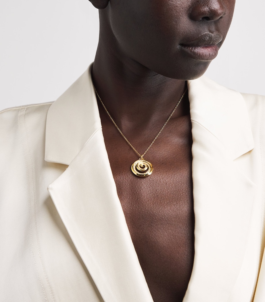 Yellow Gold and Diamond Spiral Necklace YELLOW GOLD Image 2