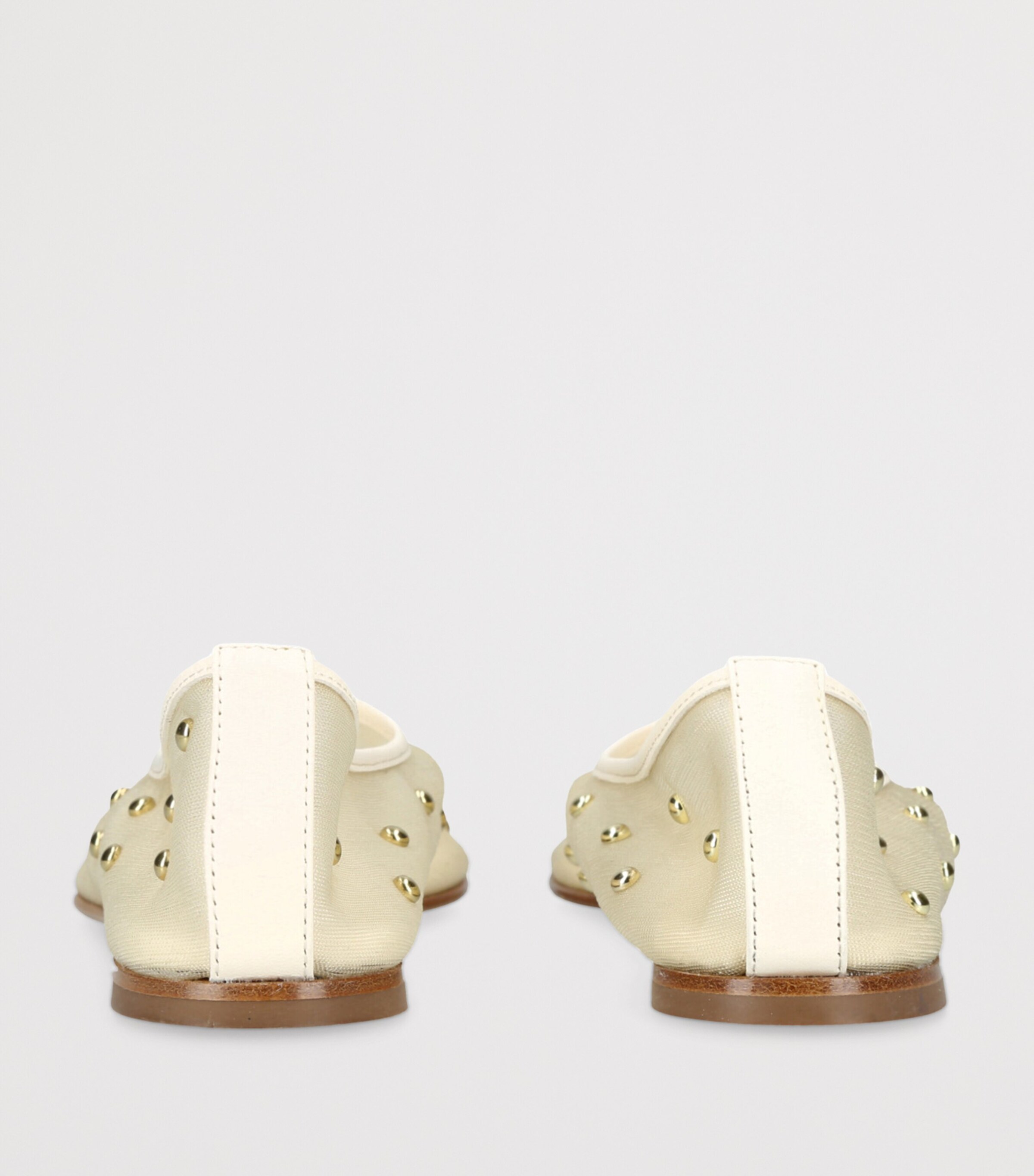 Mesh Stud-Detail Balla Ballet Flats CREAM Image 2