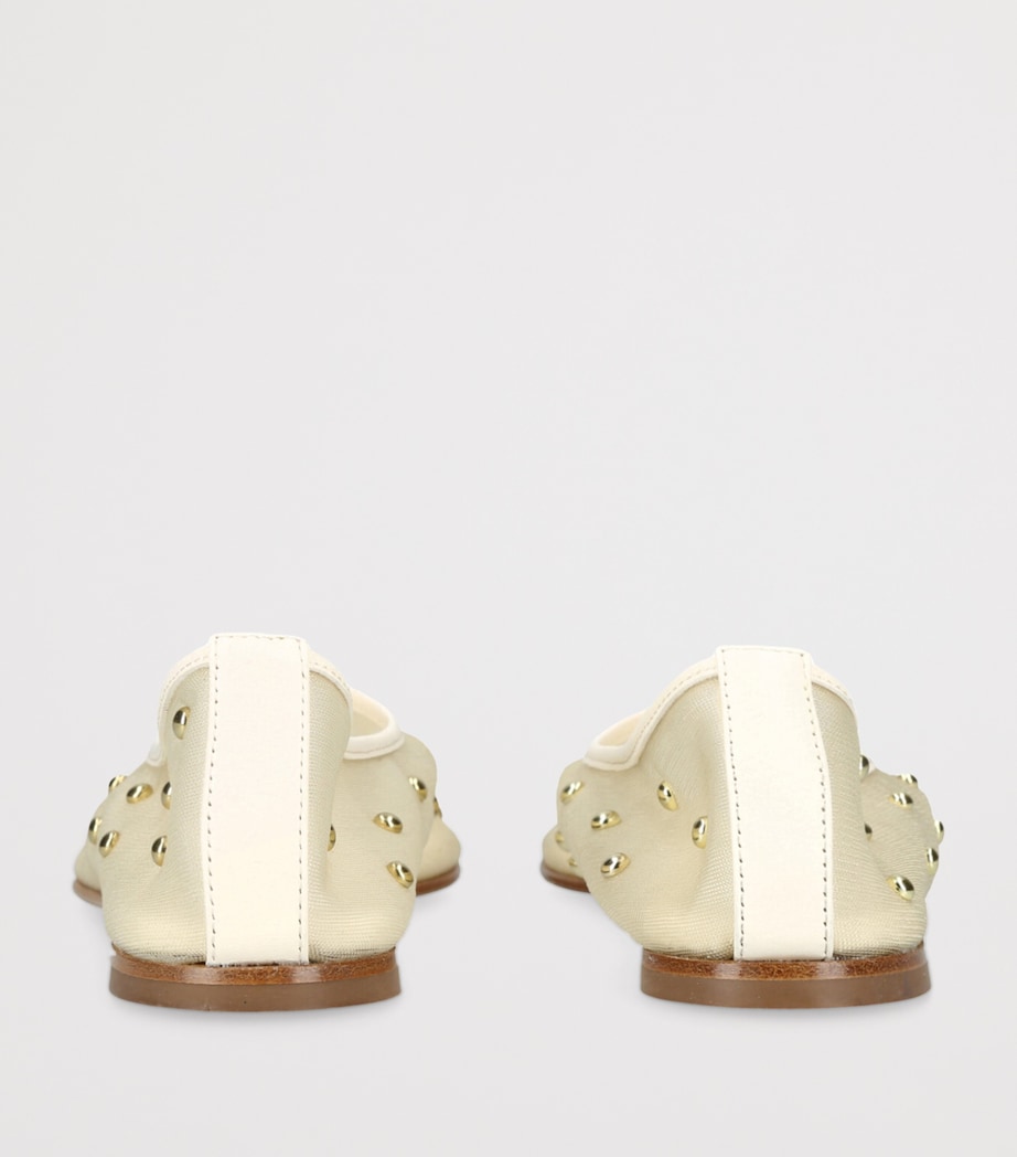Mesh Stud-Detail Balla Ballet Flats CREAM Image 2