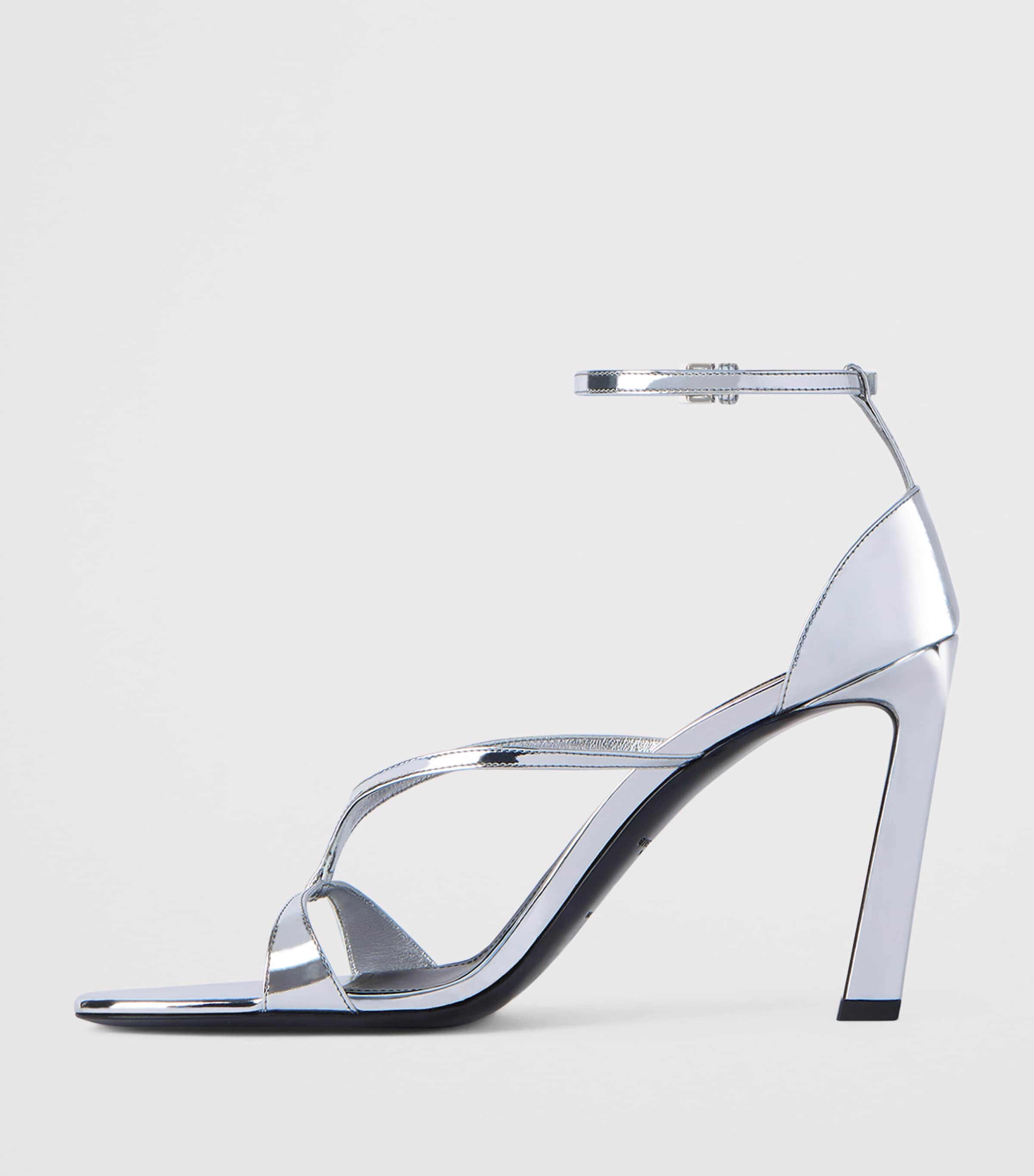 Leather Metallic Heeled Sandals 95 SILVERY GREY Image 2