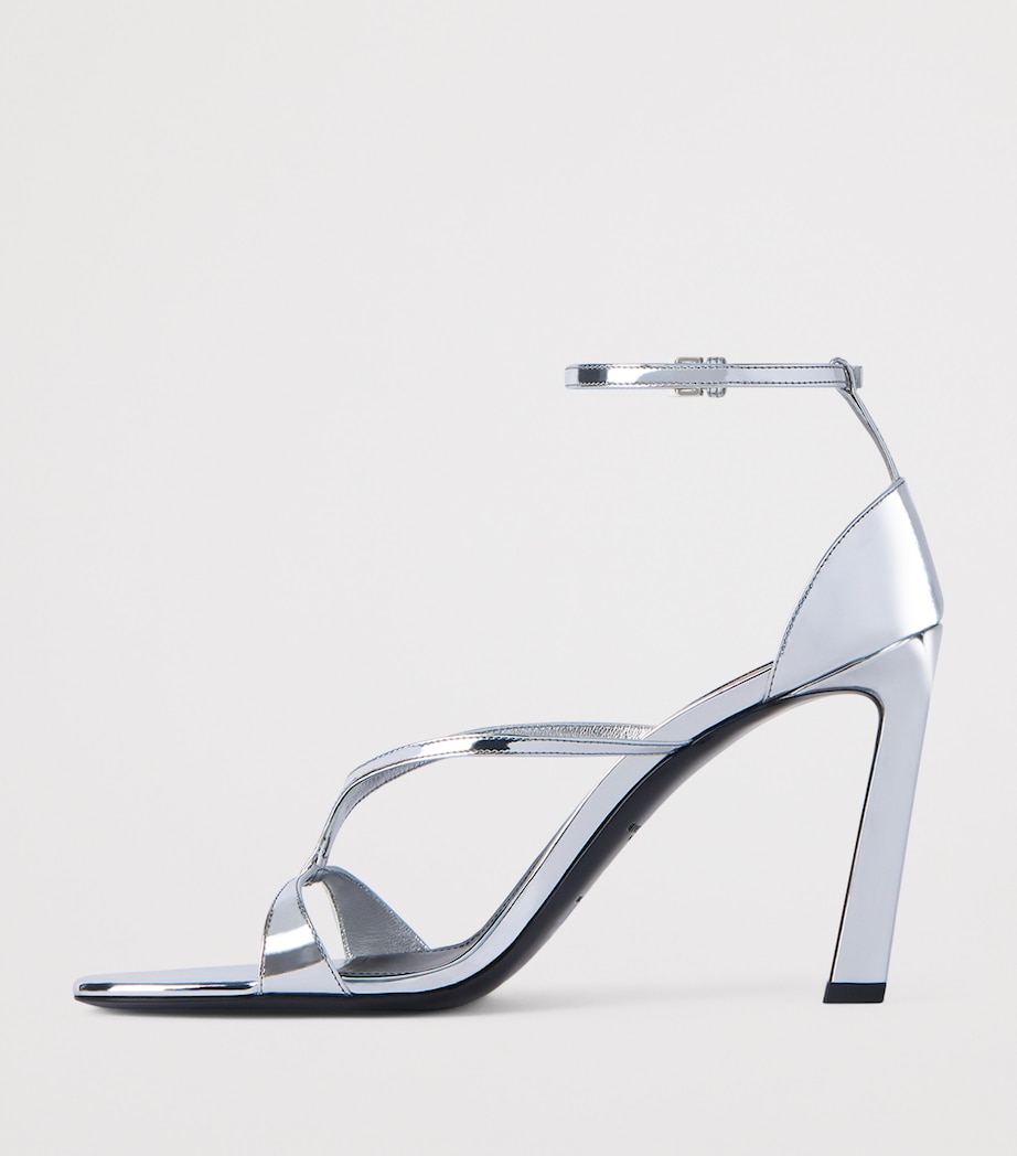 Leather Metallic Heeled Sandals 95 SILVERY GREY Image 2
