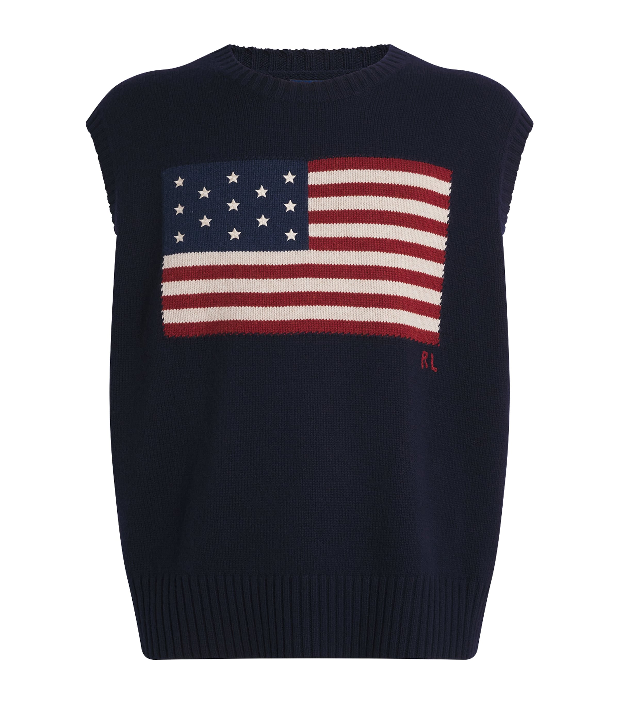 Polo Ralph Lauren Oversized Flag Motif Sleeveless Vest In Blue