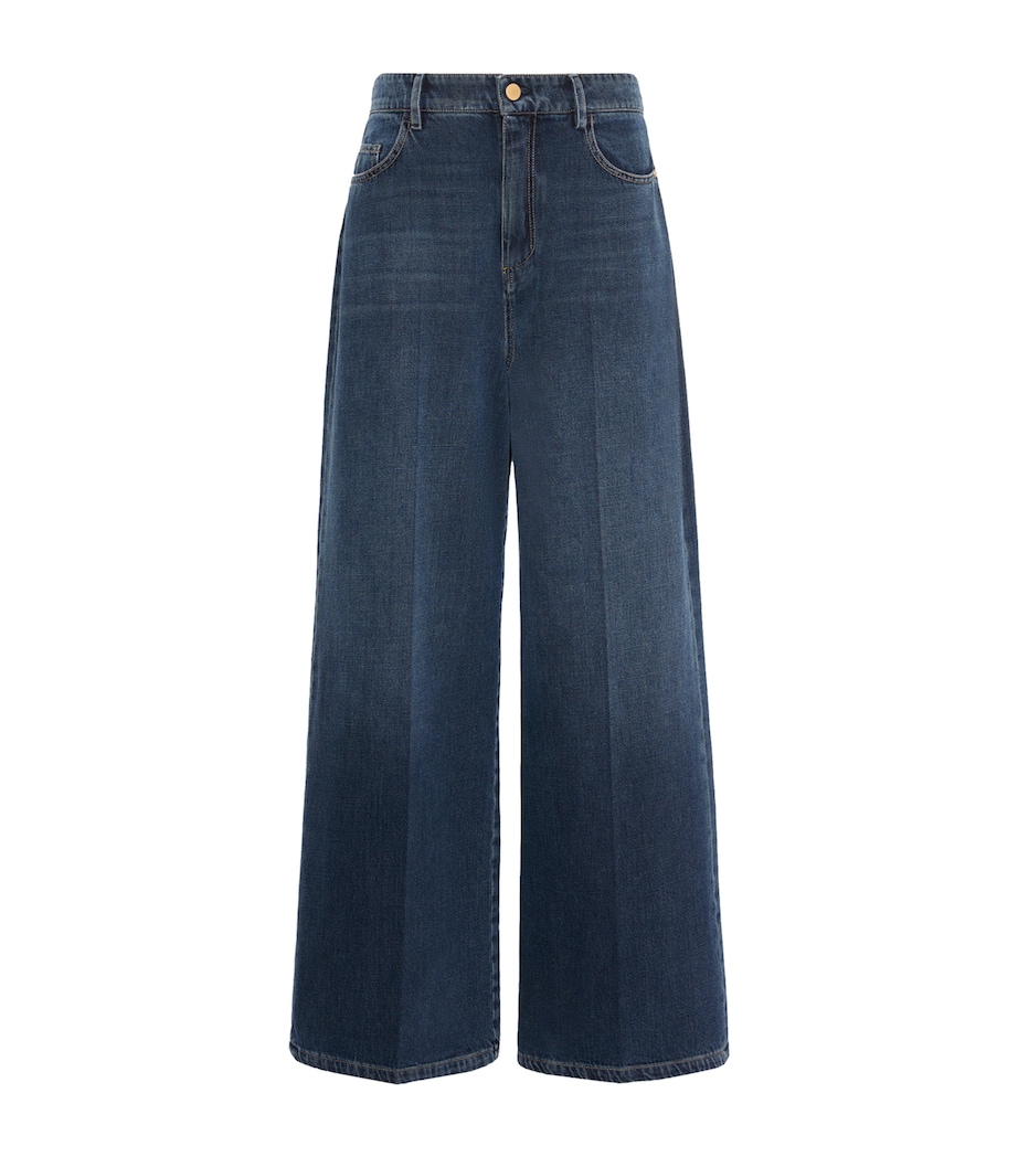 Max Mara Womens High-Rise Wide-Leg Jeans Midnightblue Image 1