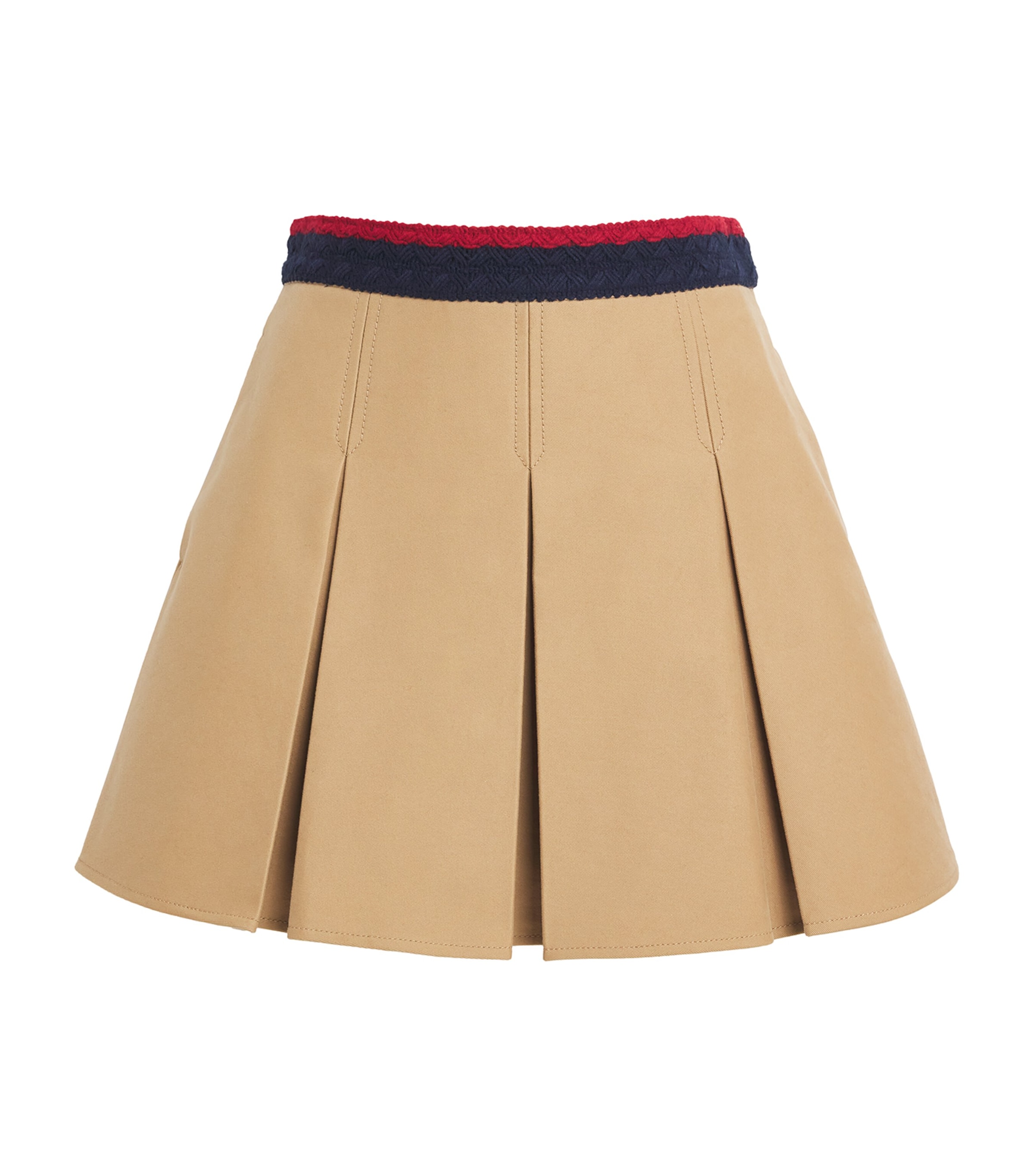 Moncler Stretch-cotton Pleated Mini Skirt In Neutral