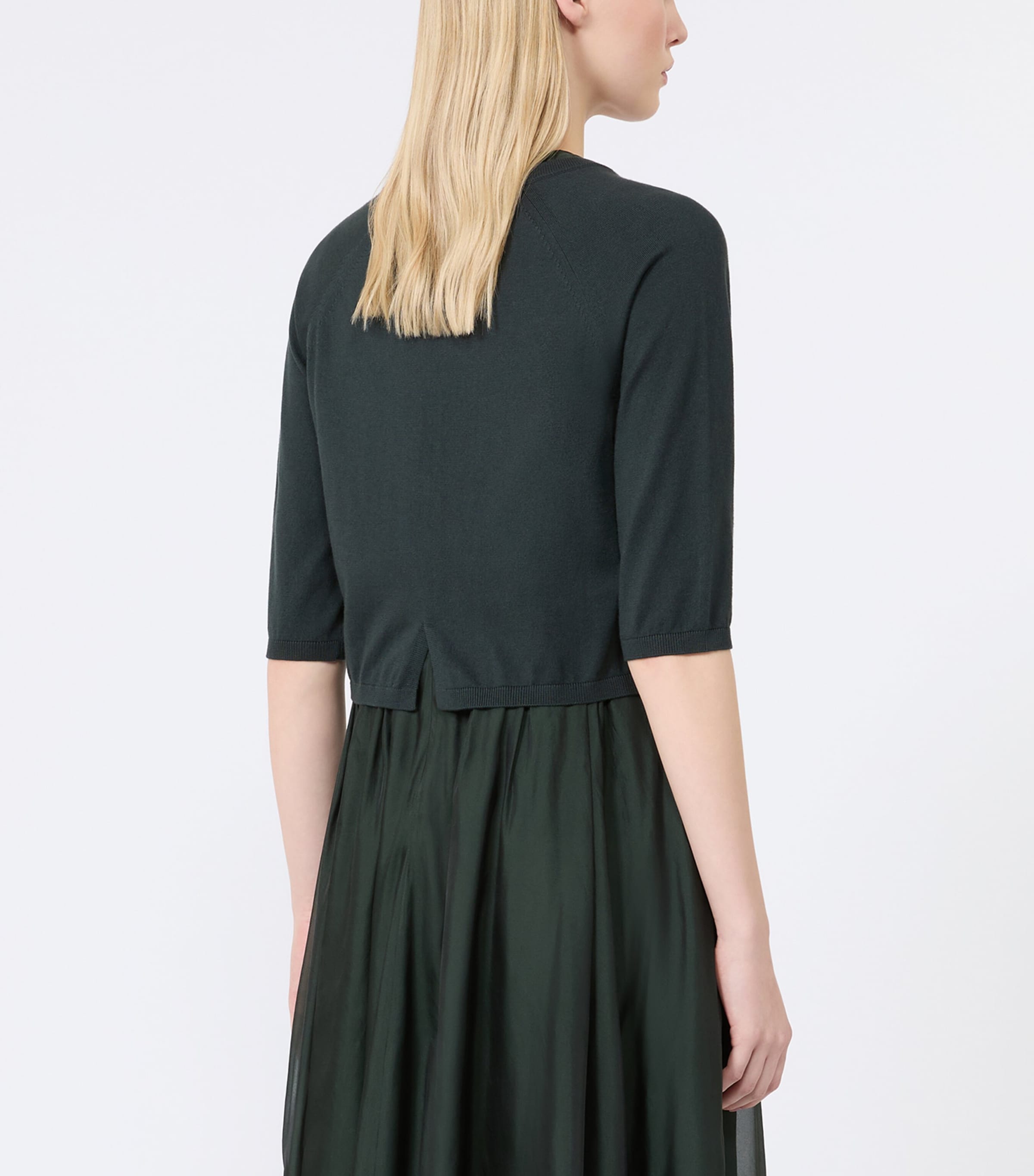 Max Mara Womens Cotton-Silk-Cashmere Cardigan Dark Green Image 4