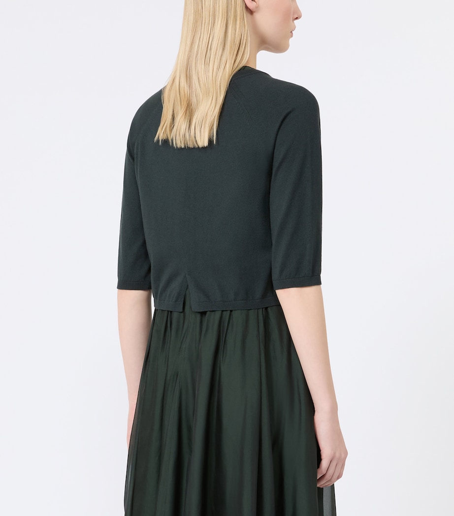 Max Mara Womens Cotton-Silk-Cashmere Cardigan Dark Green Image 4