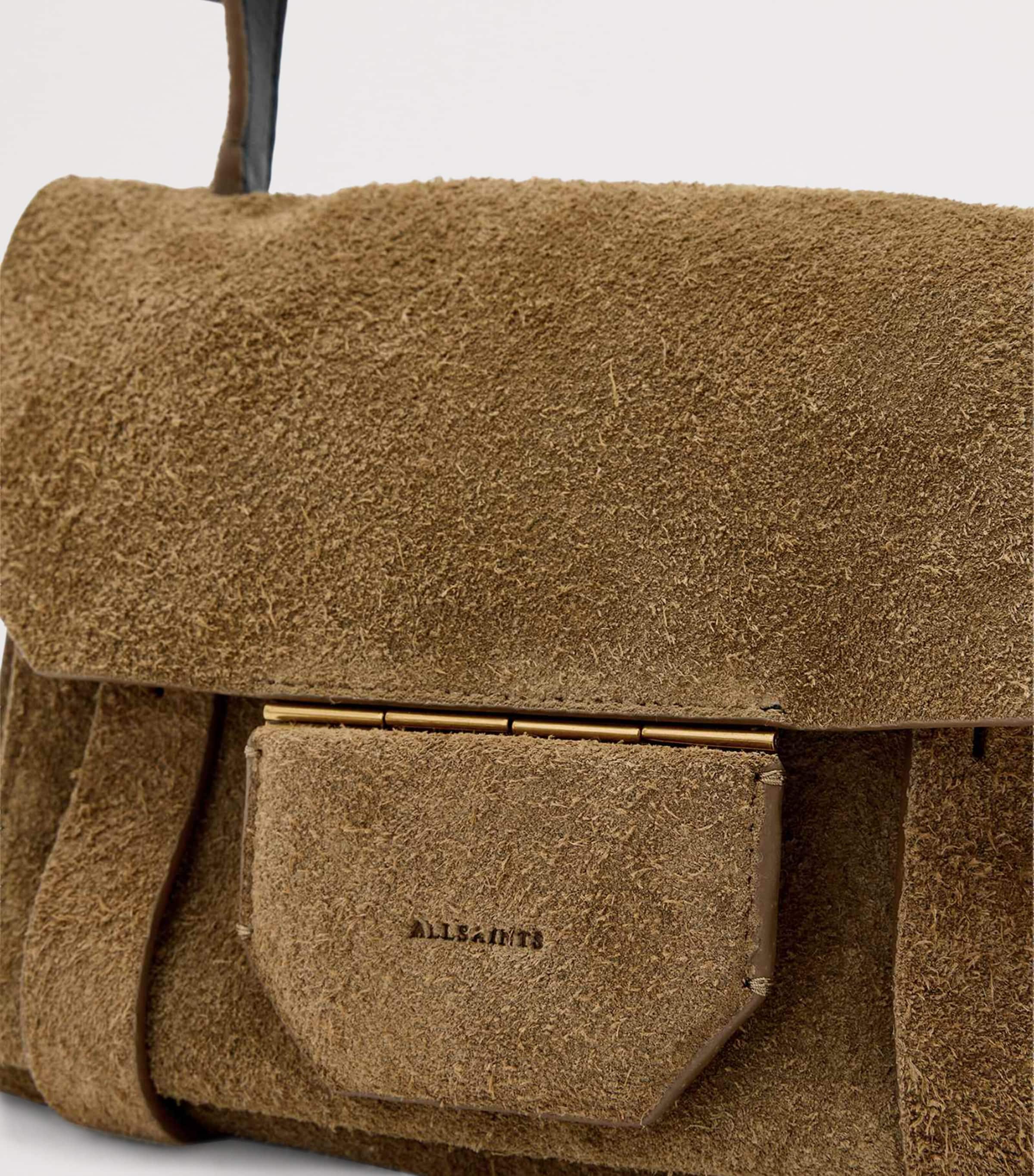 AllSaints Mini Suede Ursa Cross-Body Bag Biscuit Brown Image 6