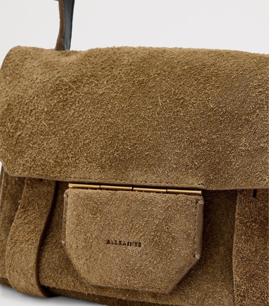 AllSaints Mini Suede Ursa Cross-Body Bag Biscuit Brown Image 6