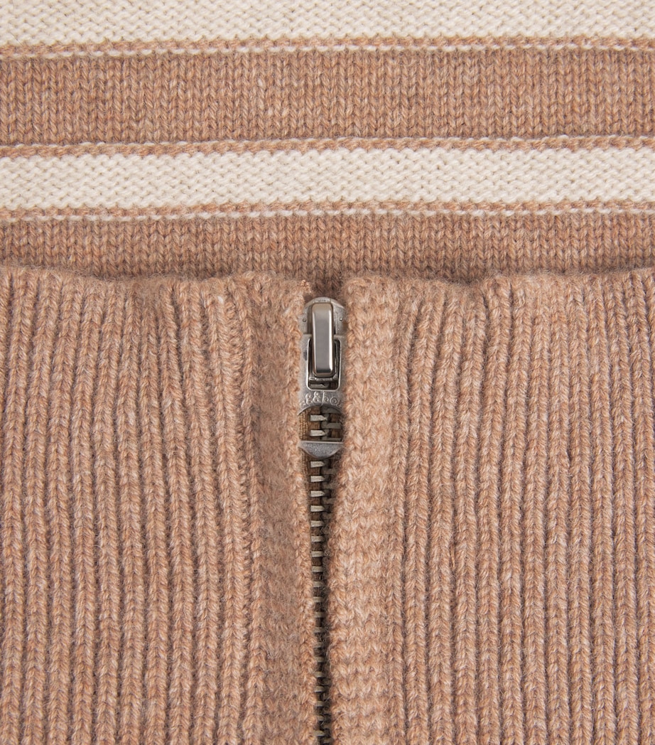Wool-Cashmere Stripe Raven Sweater CAMEL Image 5