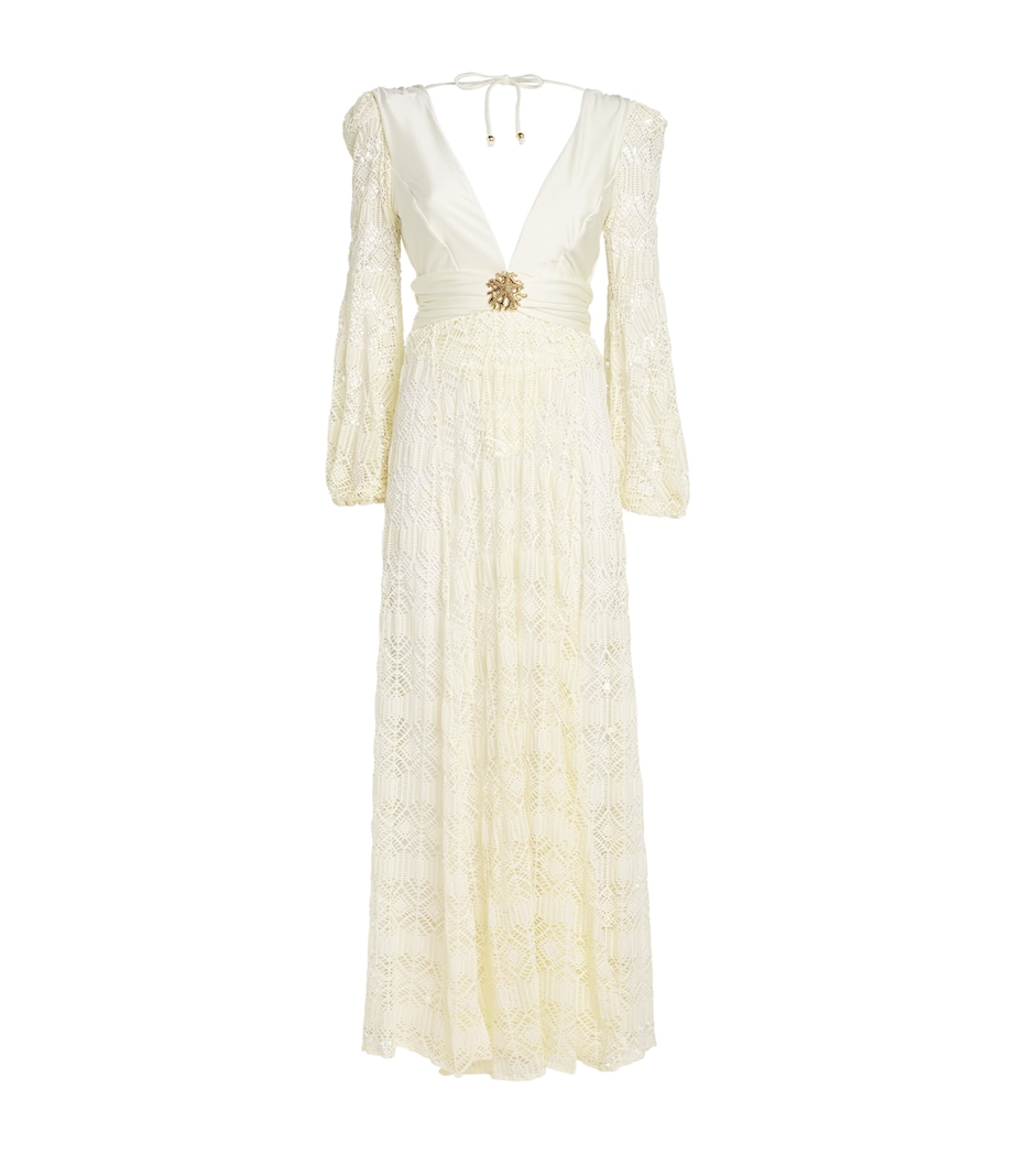 Crocheted Embellished Maxi Dress WHITE/TBD Image 1