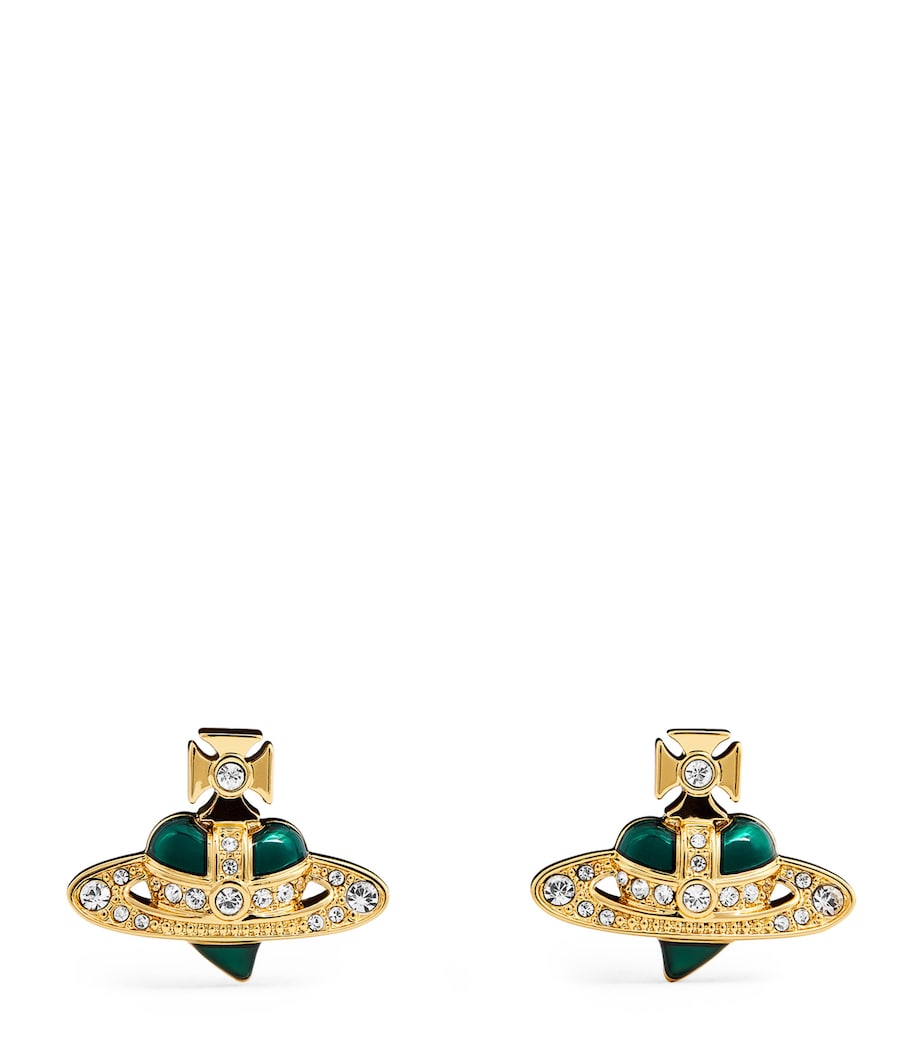 Diamante Heart Stud Earrings GOLD/QUARTZ CRYSTAL Image 1