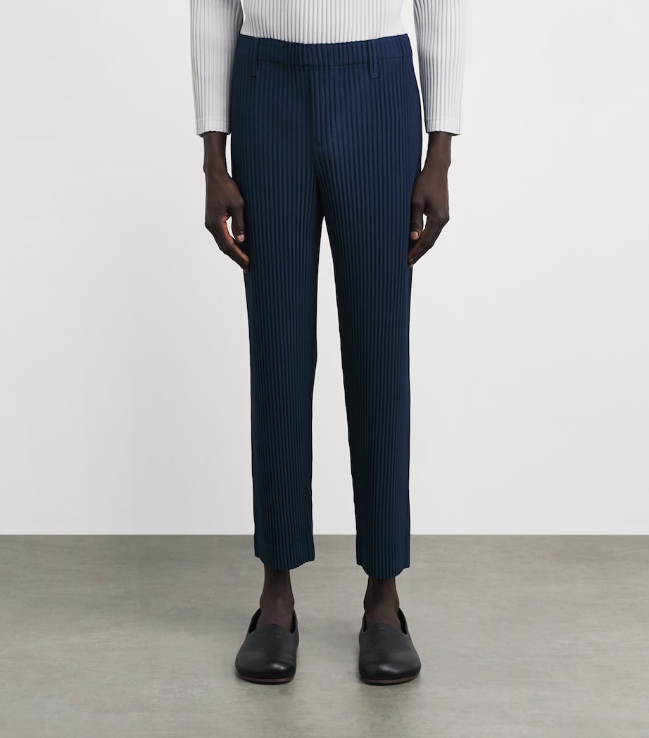 Homme Plissé Issey Miyake Mens Pleated Straight Trousers Manarola B Nvy Image 4