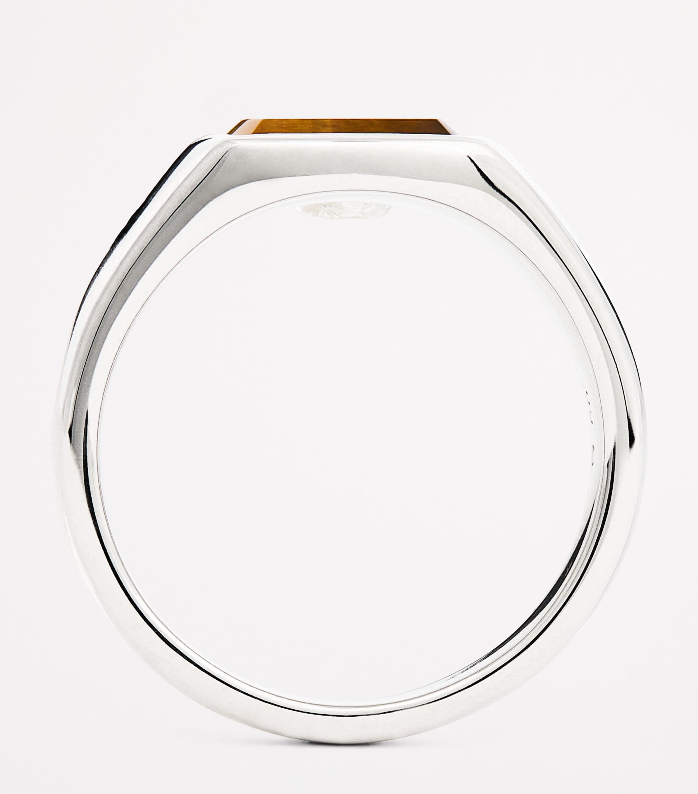 Rhodium-Plated Sterling Silver Kay Tiger Eye Ring S925 Image 4