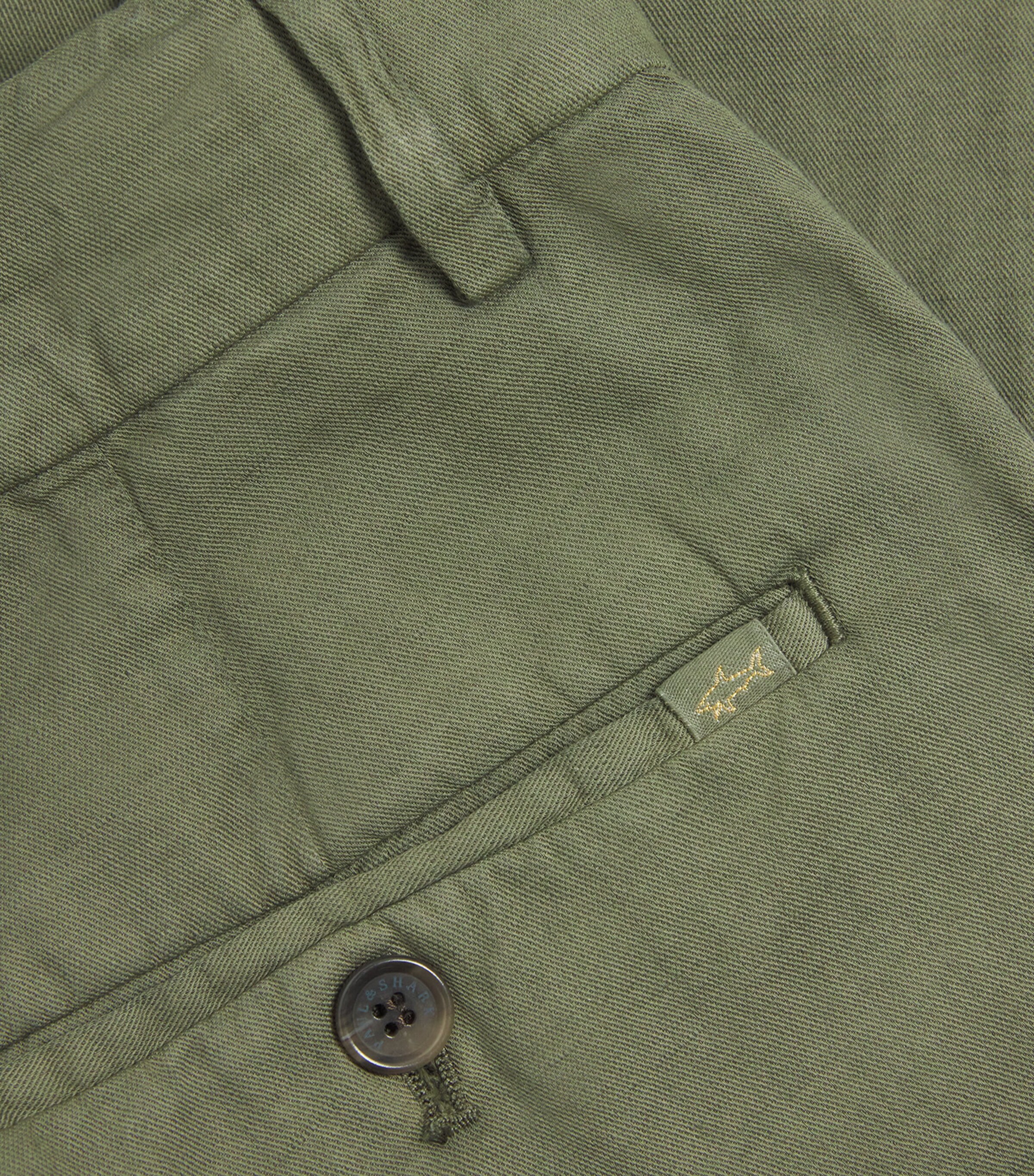 Cotton-Linen Chinos with Shark Charm 036GREEN Image 5