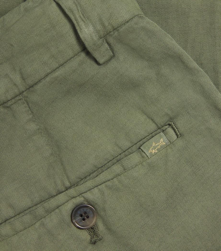 Cotton-Linen Chinos with Shark Charm 036GREEN Image 5