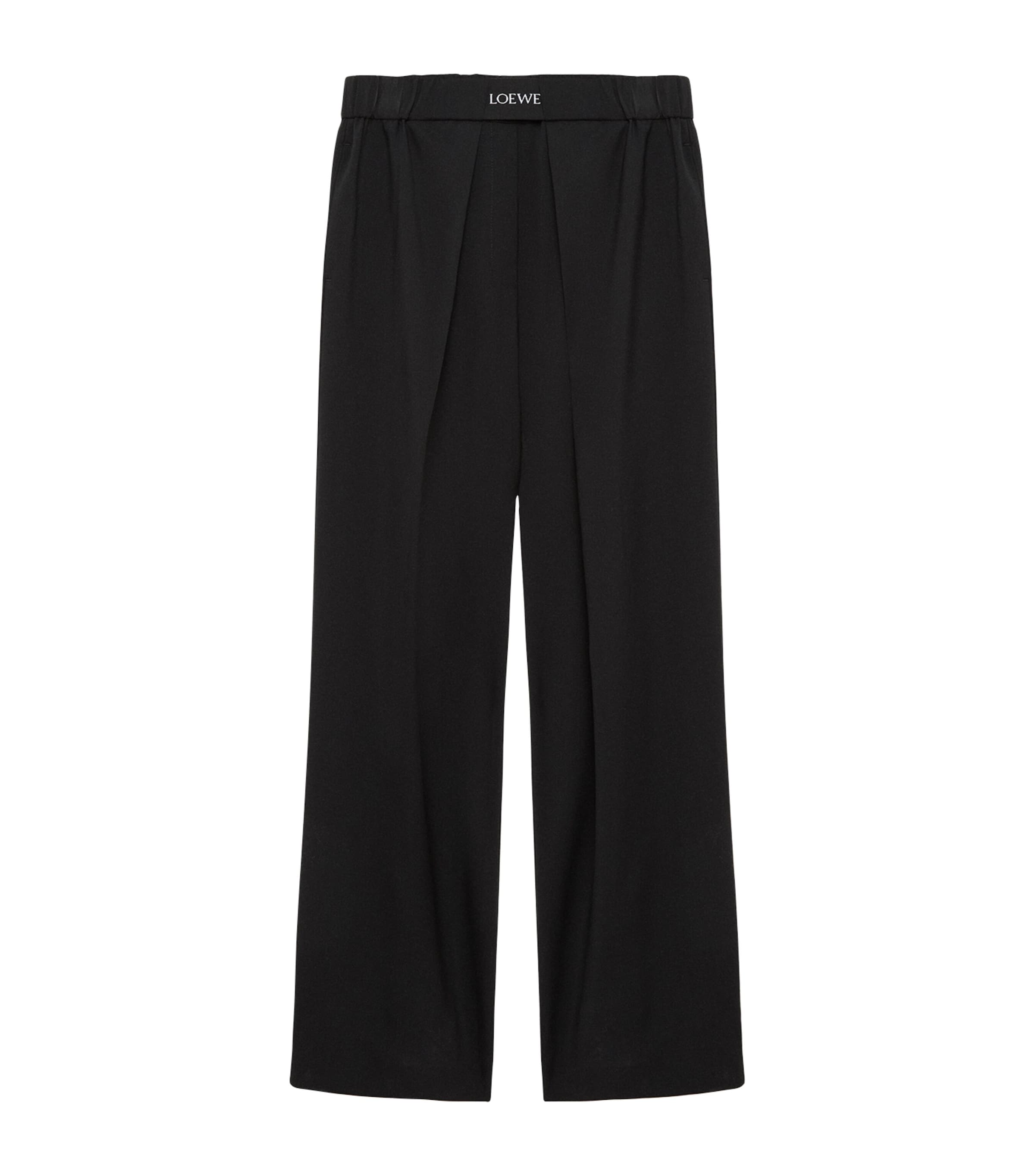 LOEWE Womens Wool-Blend Tailored Trousers Black Image 1