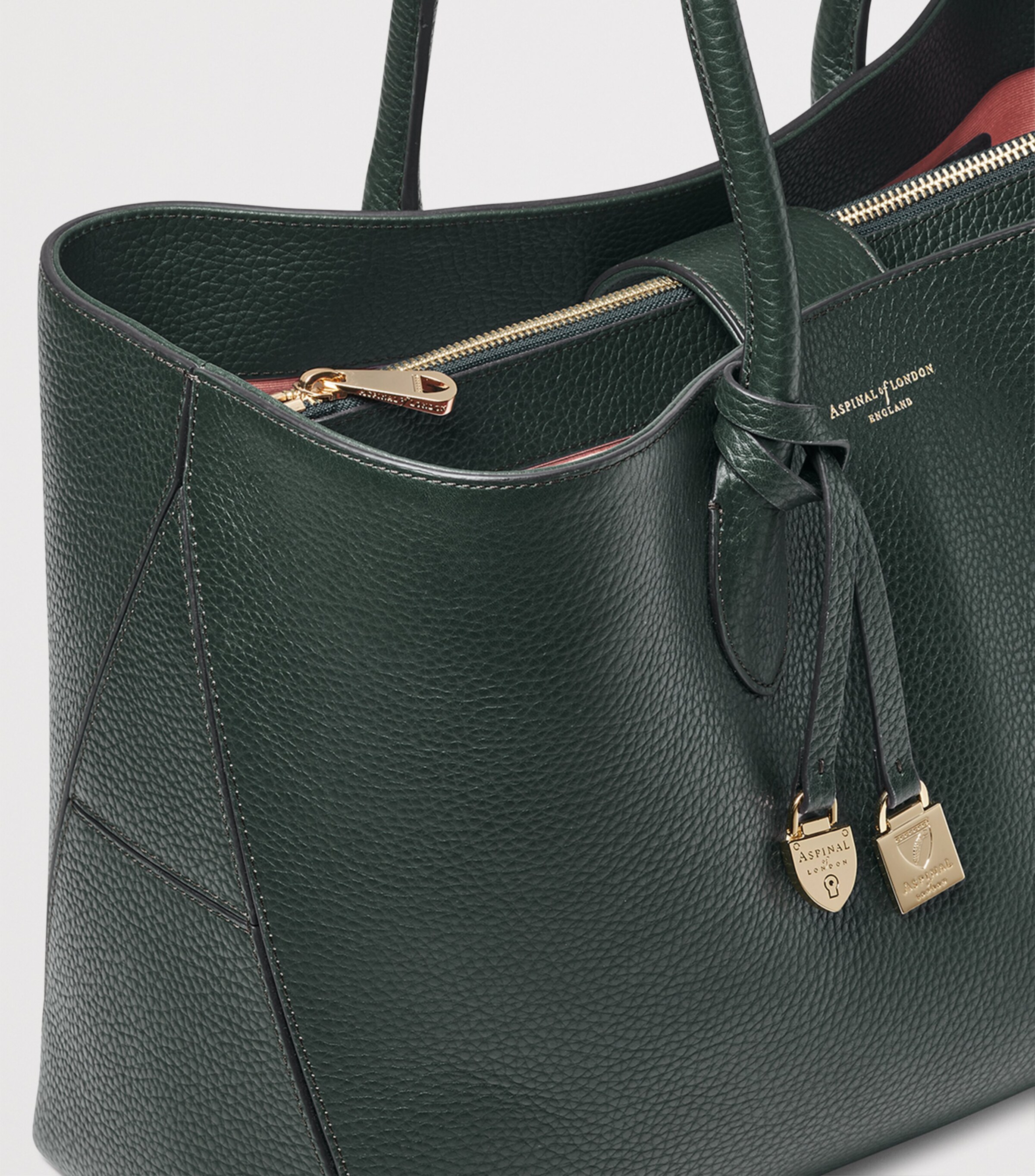 Aspinal Of London Leather London Tote Bag Alpine Green Image 4