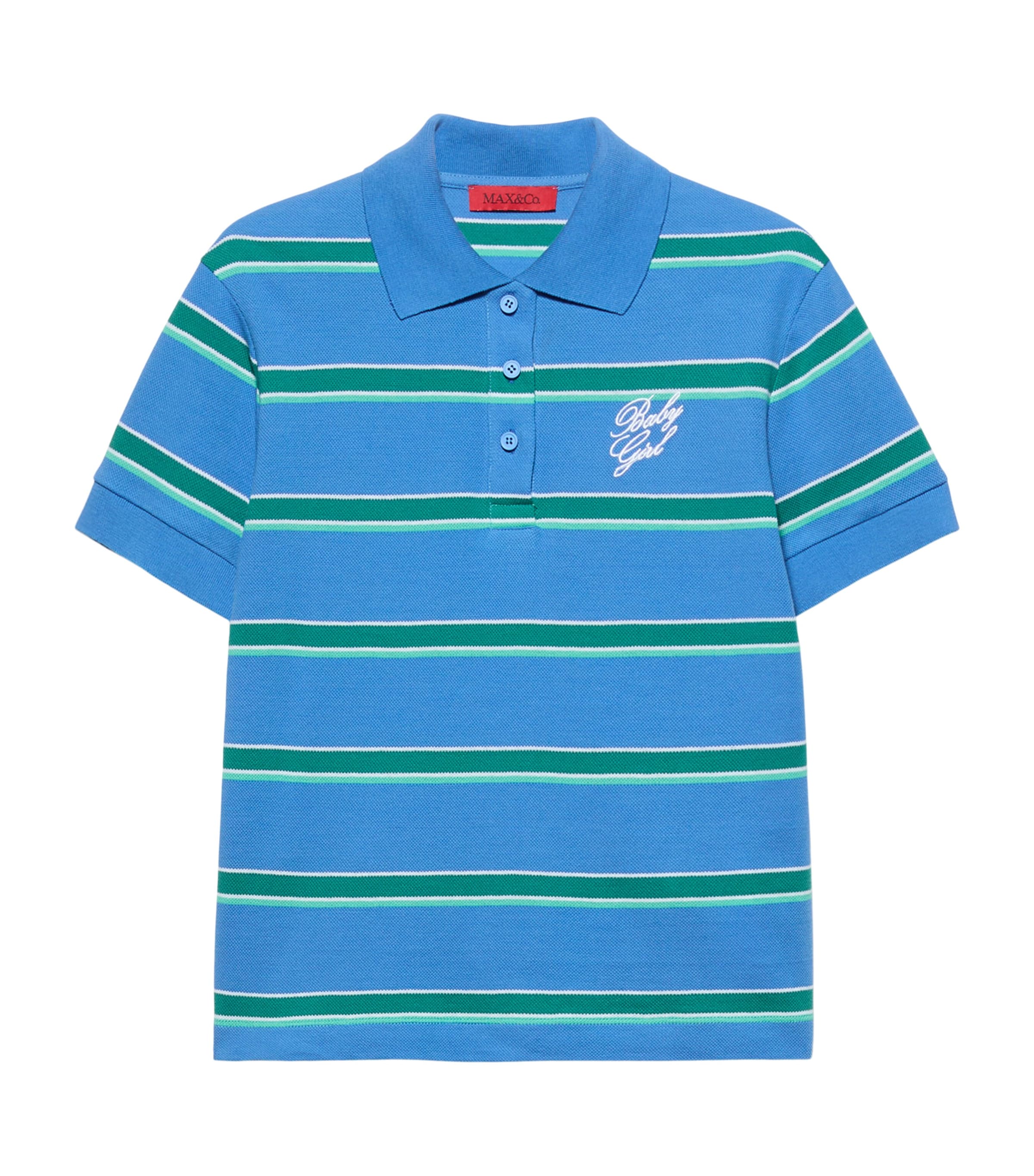 MAX&Co. Womens Cotton Embroidered Polo Shirt Light Blue Image 1