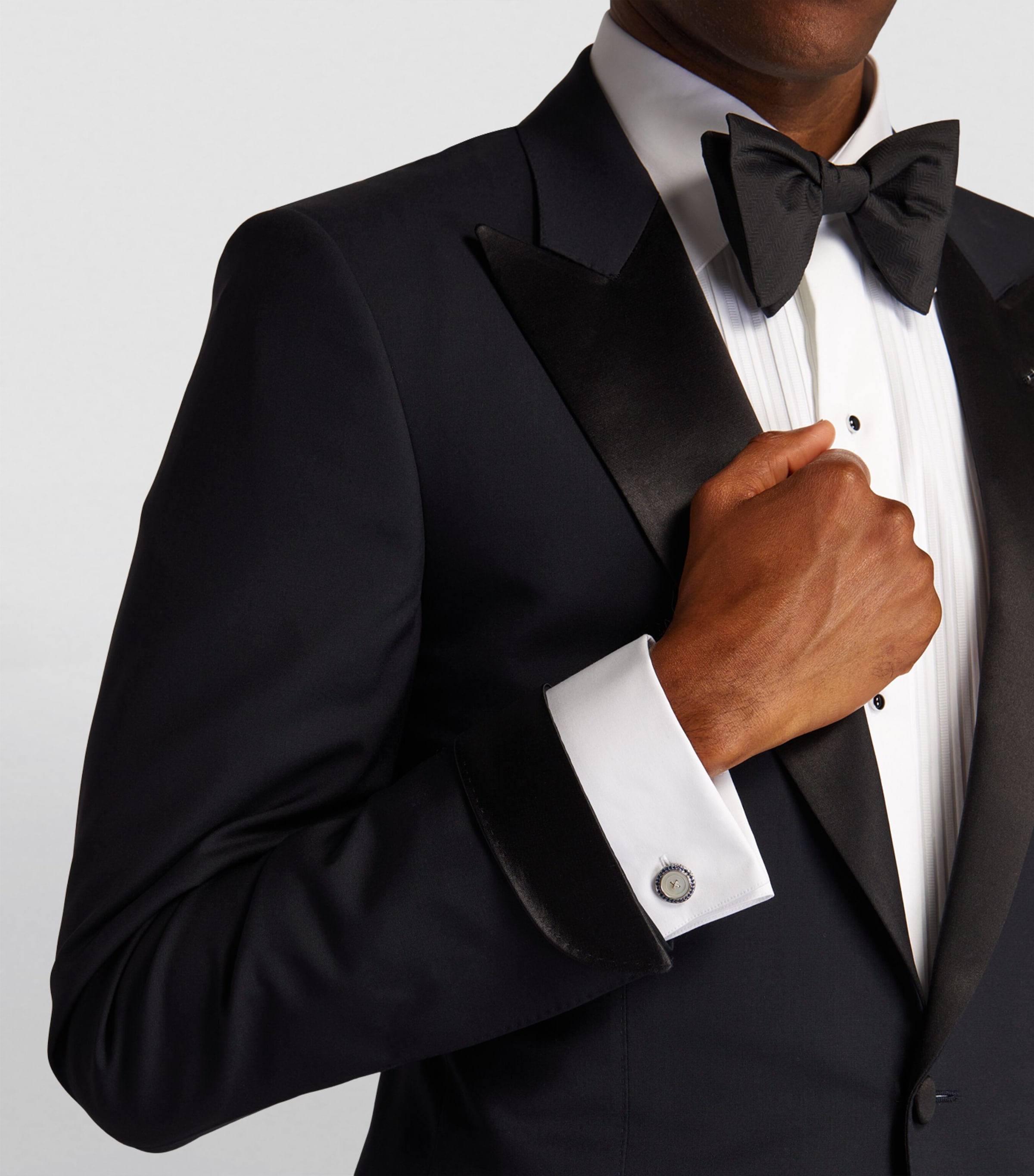 Stainless Steel and Sapphire Button Cufflinks SILVER/ BLUE Image 4