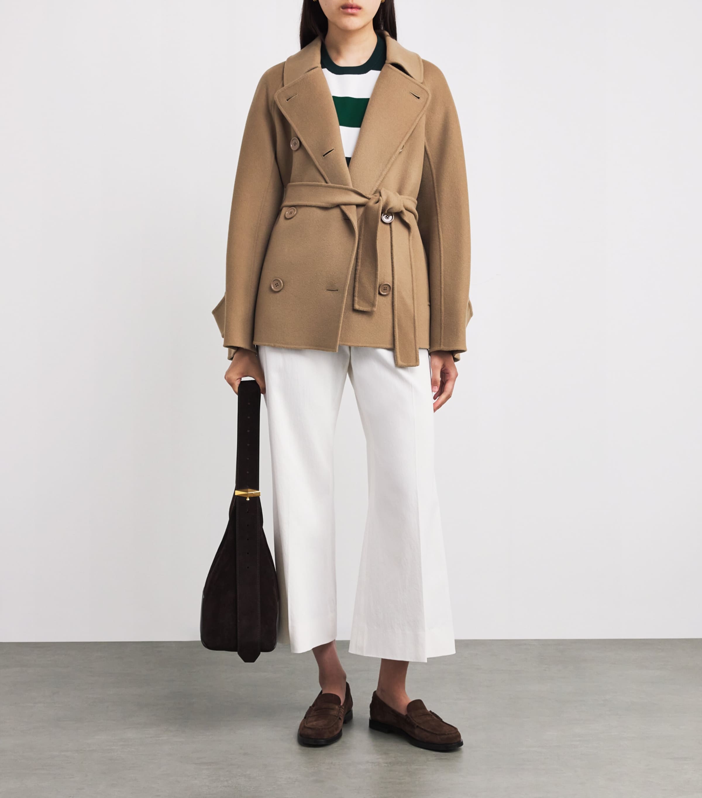 Max Mara Beige Wool Short Trench Coat | Harrods MD