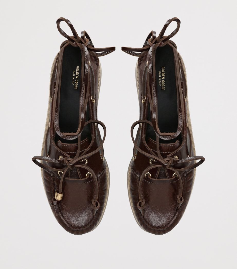 Golden Goose Leather Barca Boat Shoes Brown Image 4