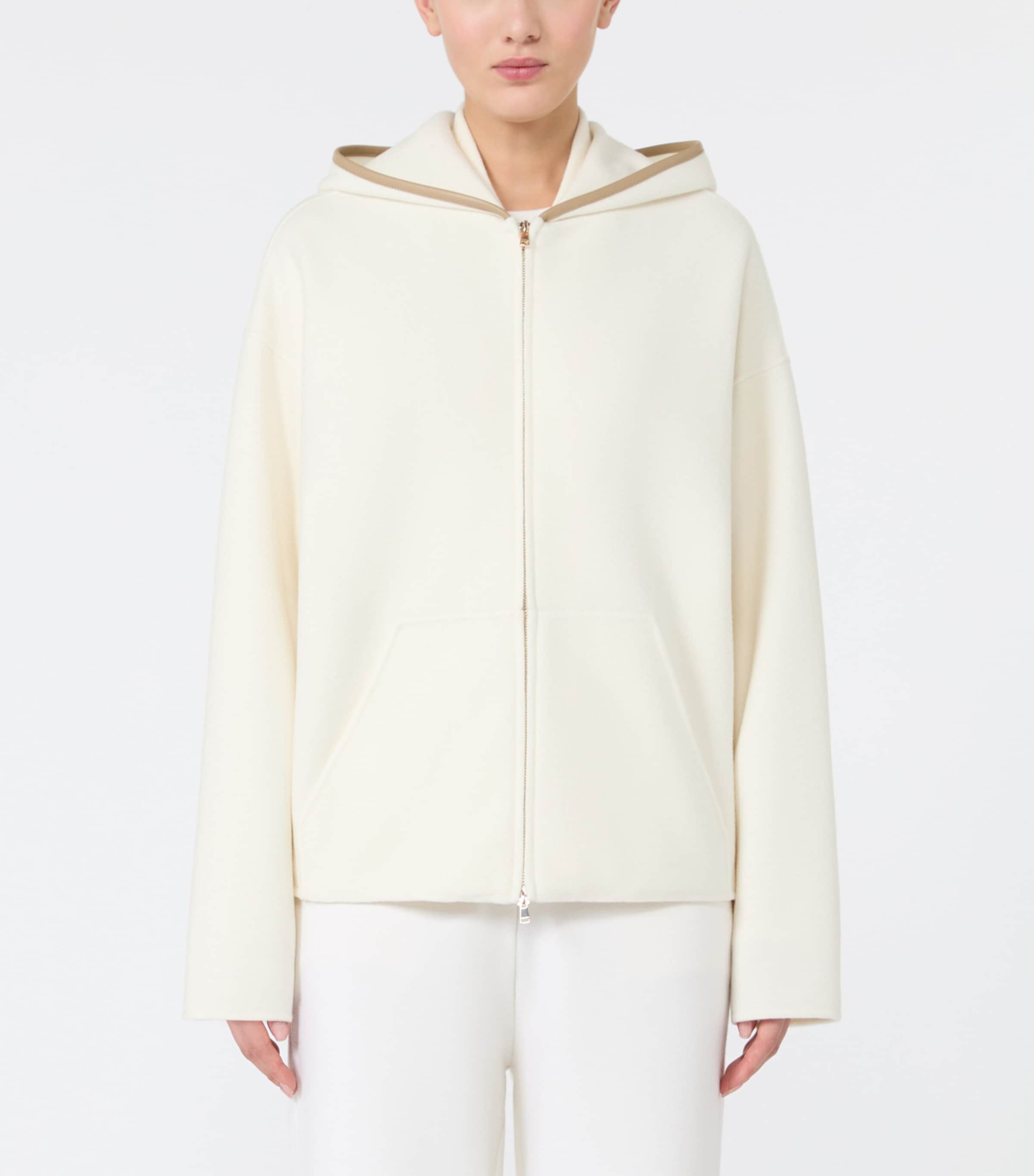 Max Mara Womens Virgin Wool-Blend Zip-Up Hoodie White Image 2