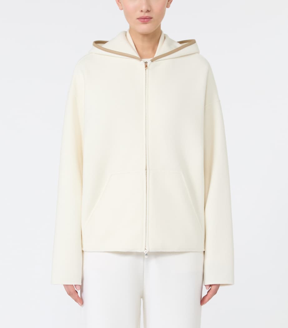 Max Mara Womens Virgin Wool-Blend Zip-Up Hoodie White Image 2