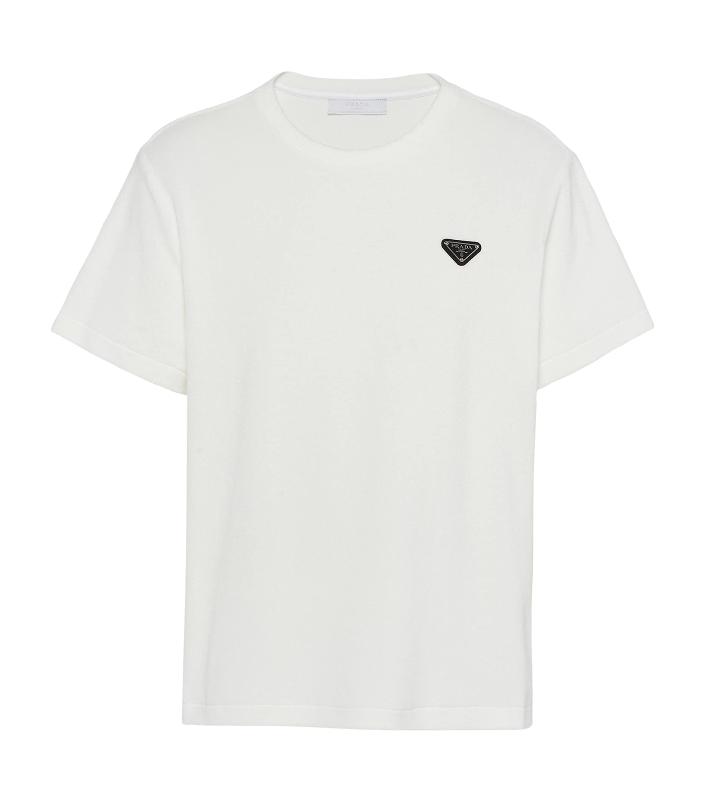 Prada Logo-plaque Cotton T-shirt In White