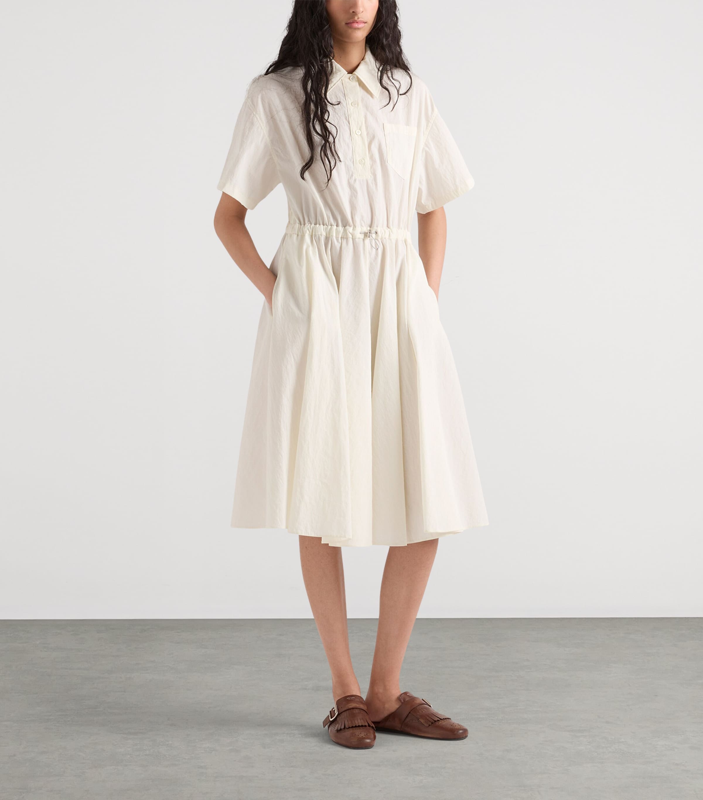 Prada Womens Cotton-Blend Technical Midi Dress Image 2