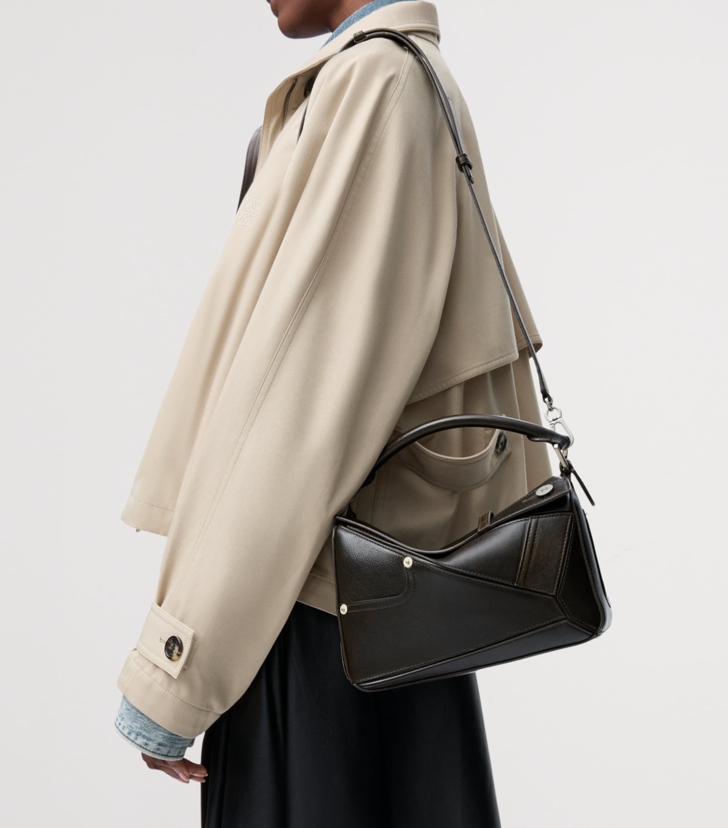 Small Calfskin Puzzle Panta Top-Handle Bag VINTAGE BROWN Image 9