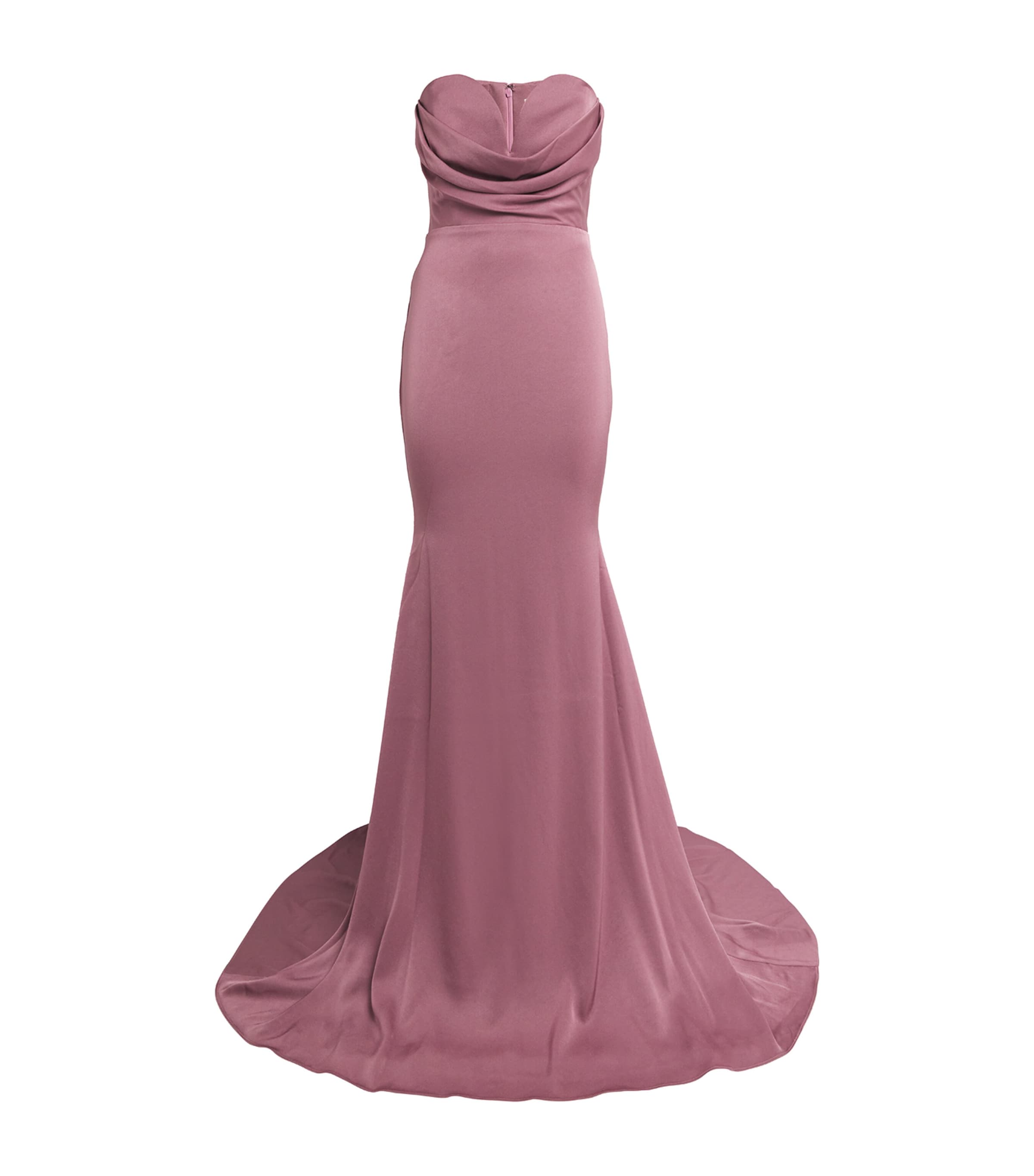 Shop Alex Perry Satin Crepe Draped Gown In Purple