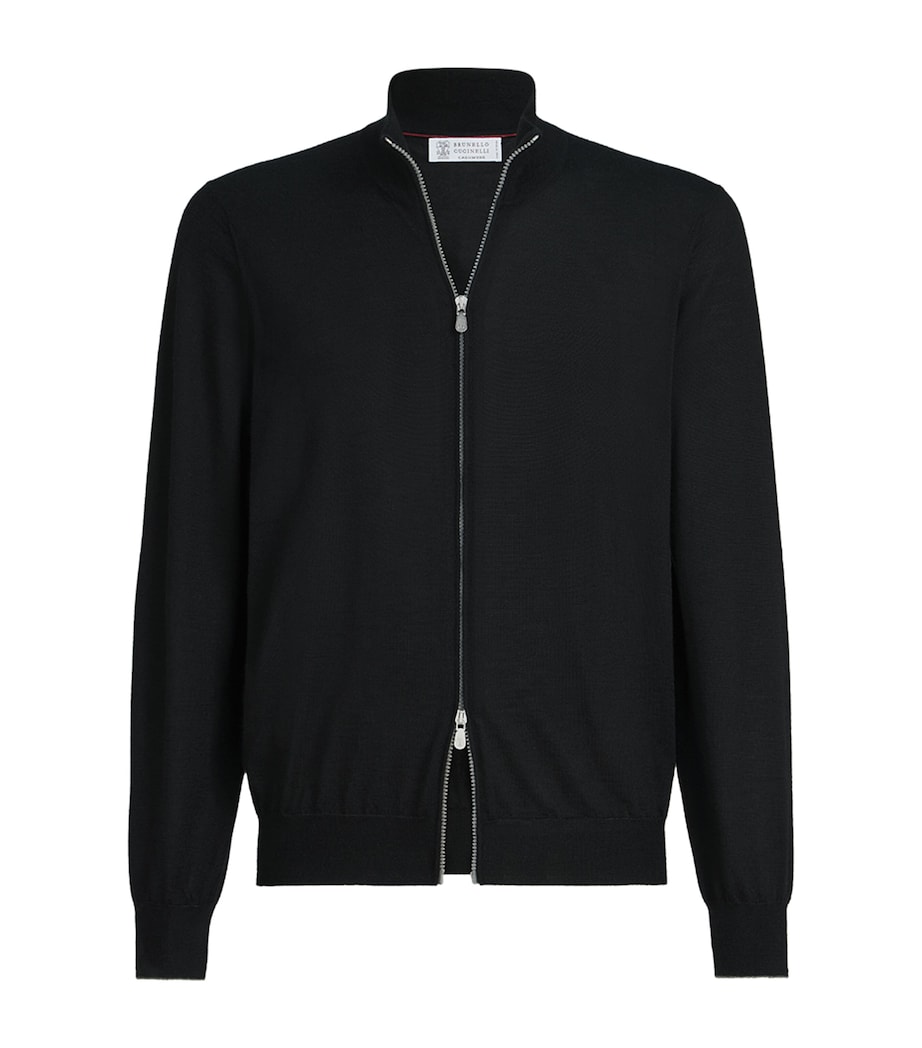 Brunello Cucinelli Mens Cashmere-Silk Zip-Up Cardigan Image 1
