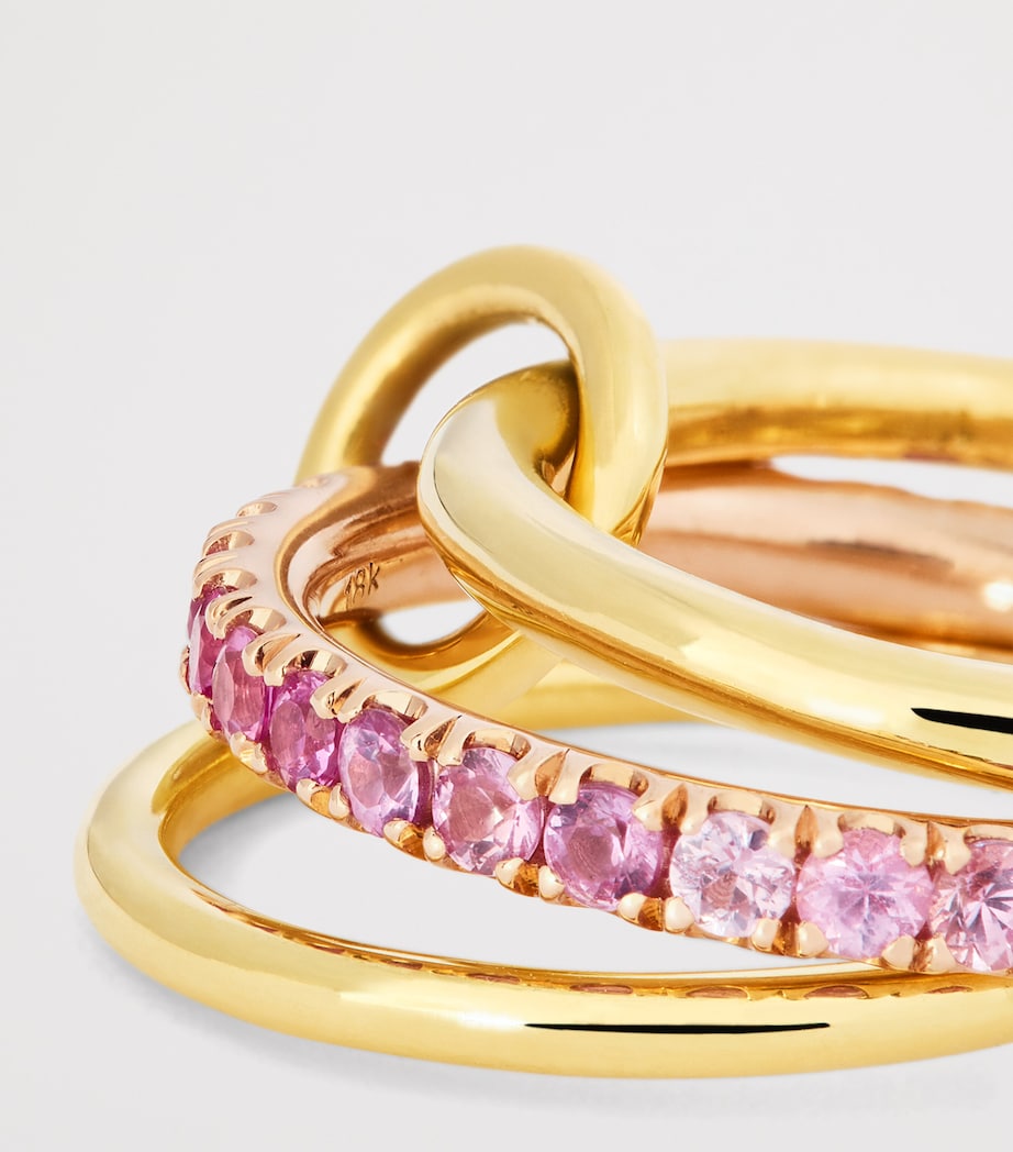 Mixed Gold and Sapphire Petunia Ring YELLOW GOLD Image 4