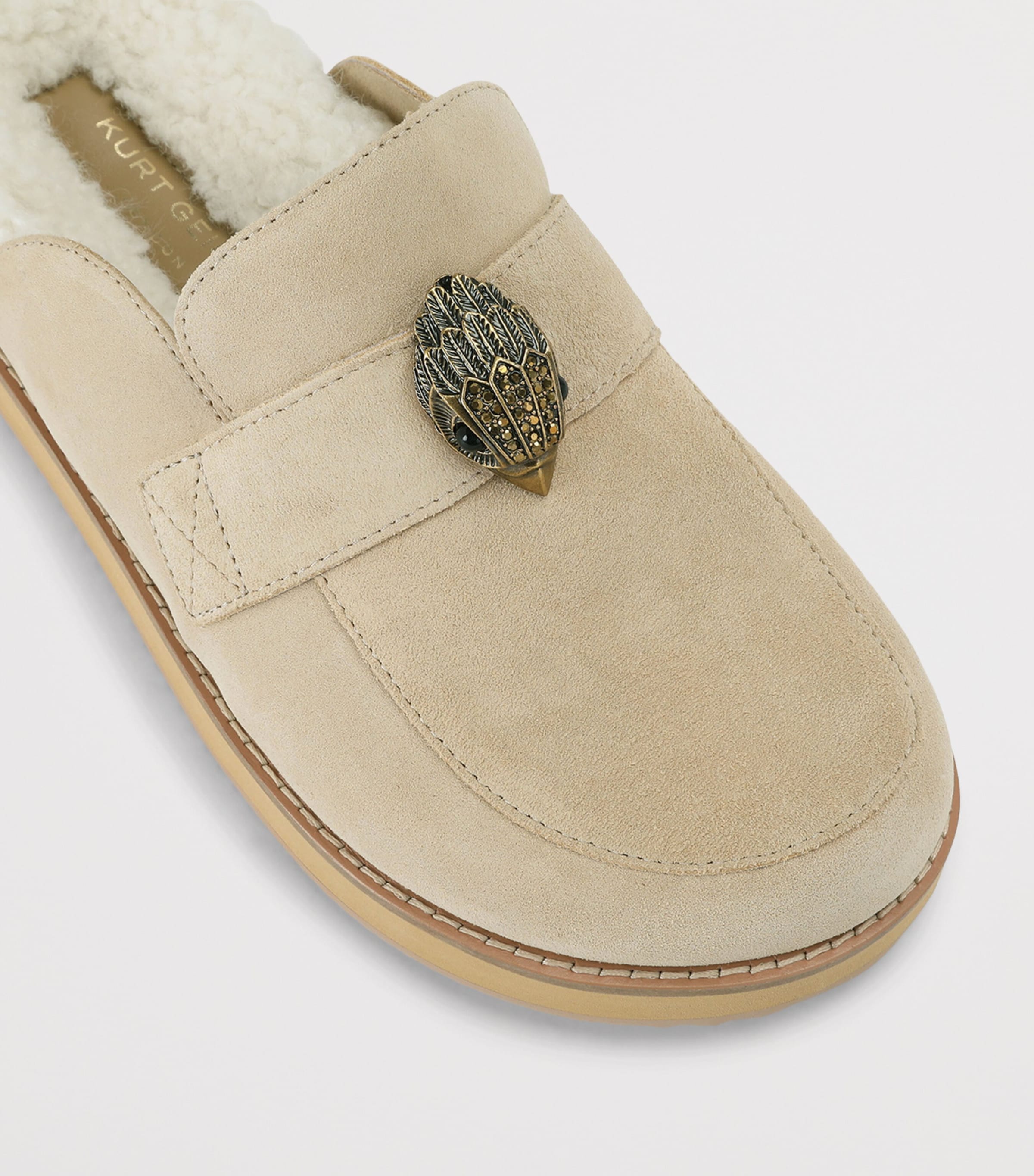 Kurt Geiger London Suede Eagle Clog Mules Beige Image 2