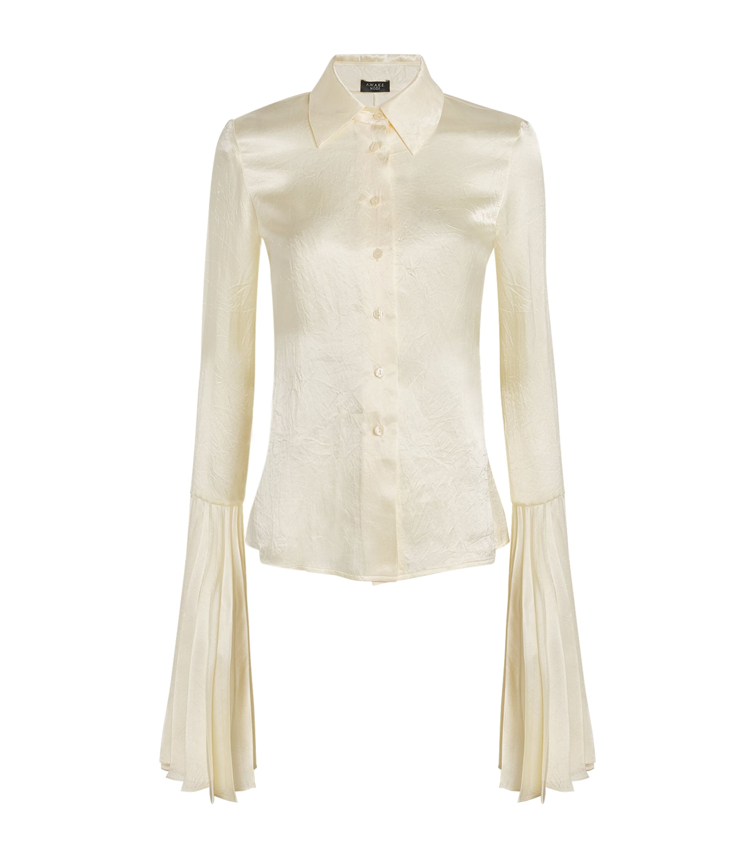 A.W.A.K.E. SATIN BELL-SLEEVE SHIRT 