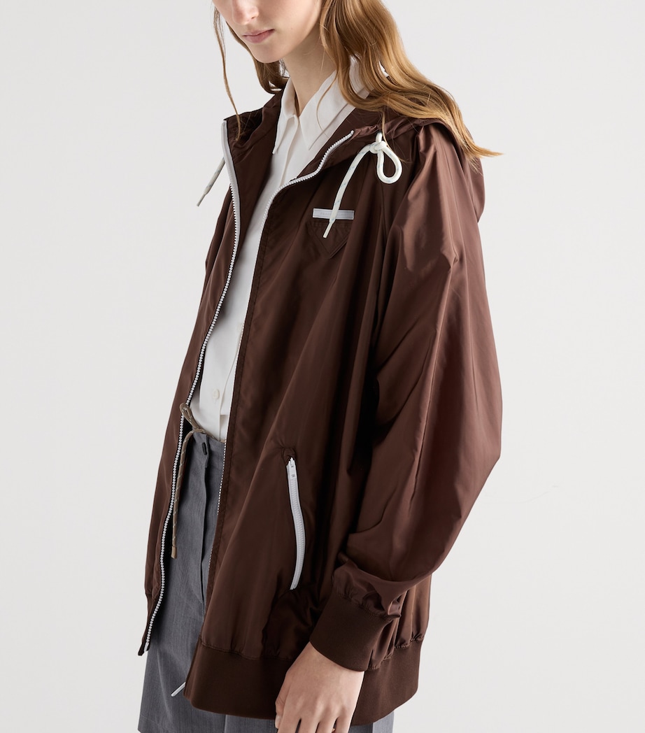 Prada Womens Re-Nylon Belted Raincoat Brown Image 3