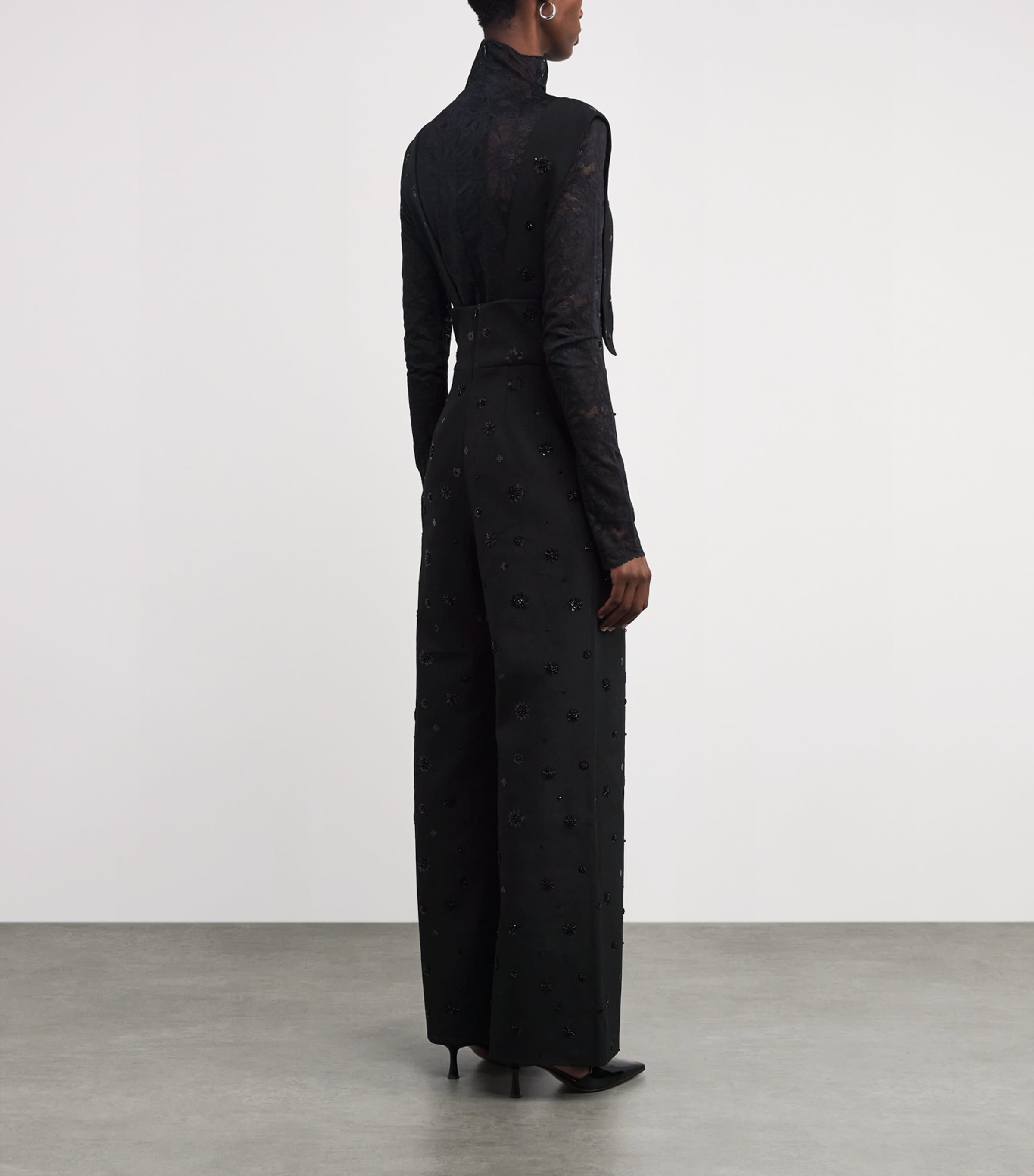 Embellished Straight Dungarees BLACK Image 3